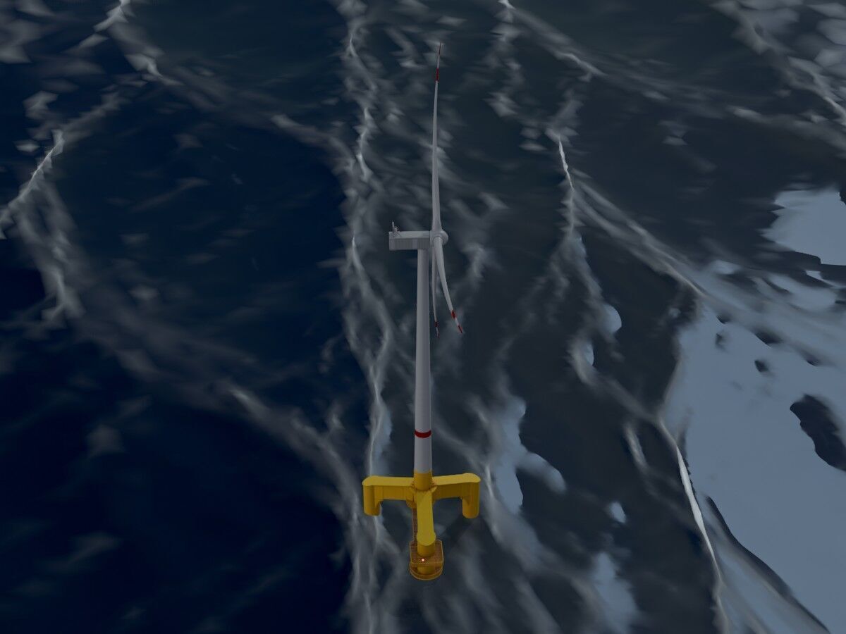 Wind turbine with Offshore Foundation V1 H-138 RD 162m Animation Low-poly 3D model_16