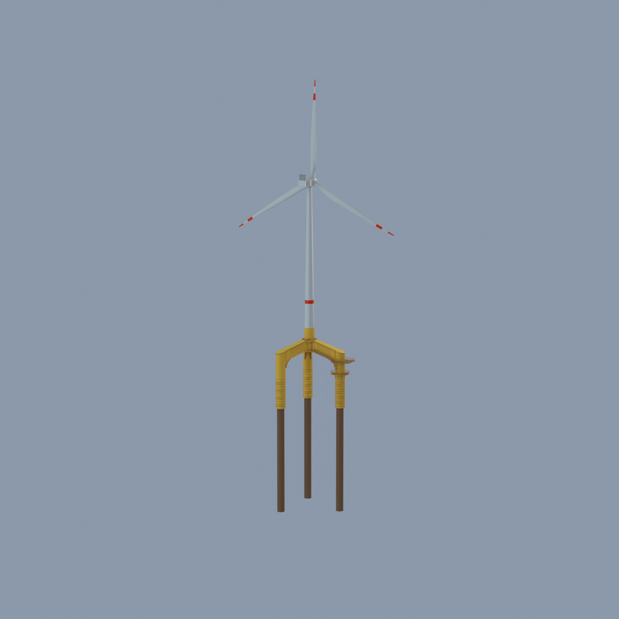 Wind turbine with Offshore Foundation V1 H-138 RD 162m Animation Low-poly 3D model_35