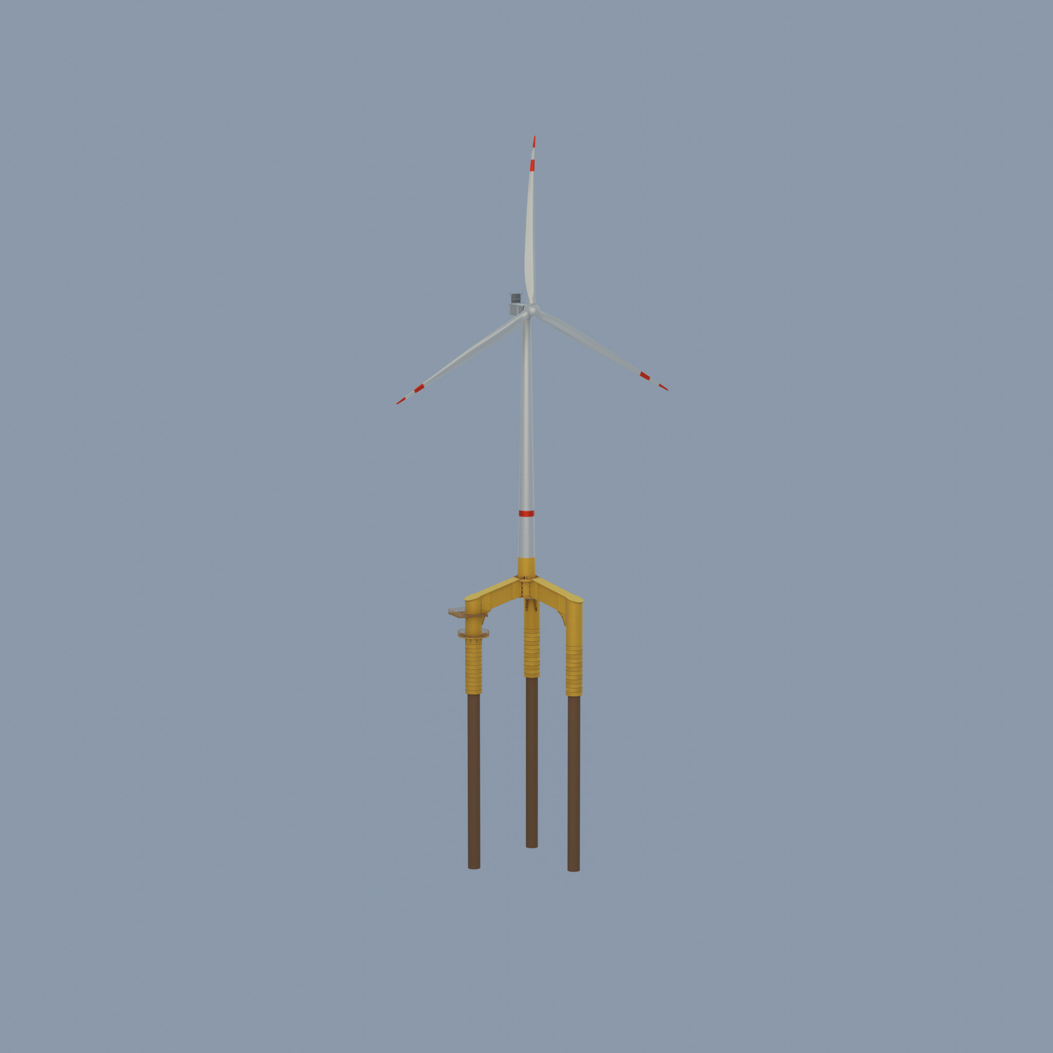 Wind turbine with Offshore Foundation V1 H-138 RD 162m Animation Low-poly 3D model_48