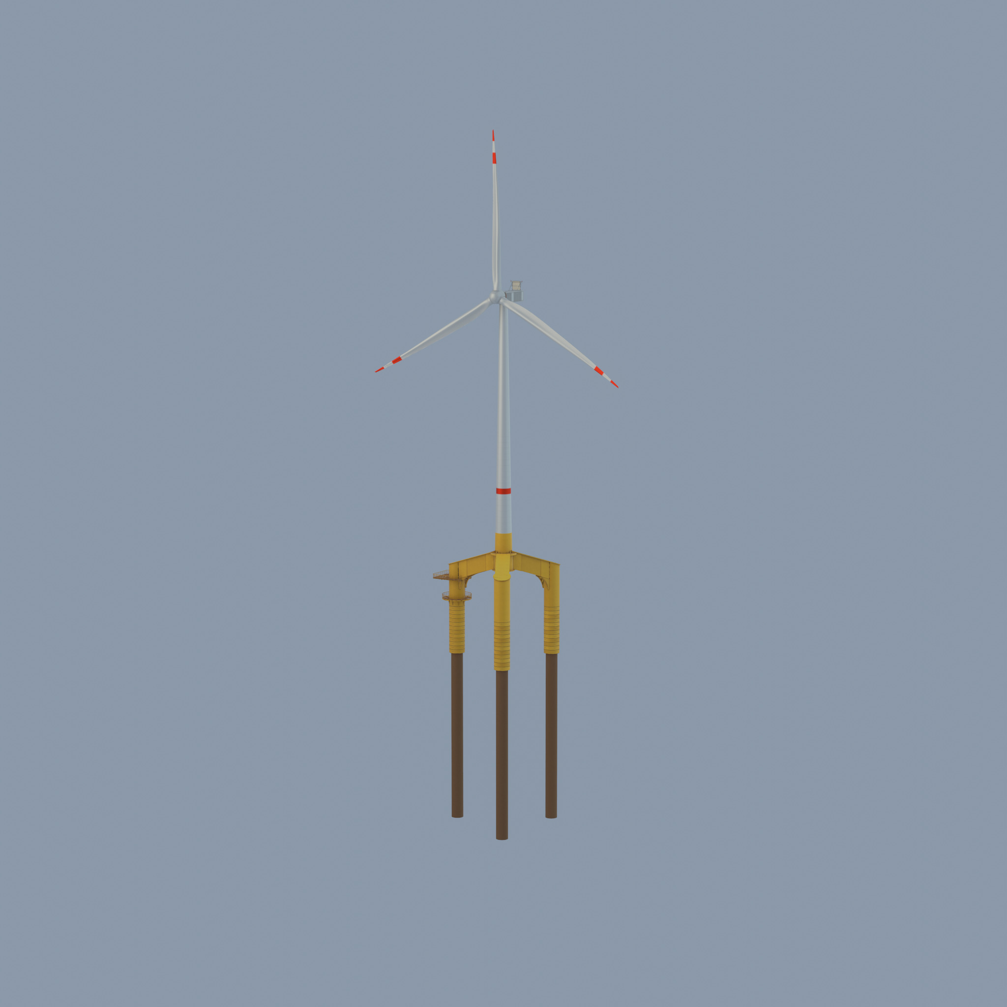 Wind turbine with Offshore Foundation V1 H-138 RD 162m Animation Low-poly 3D model_33