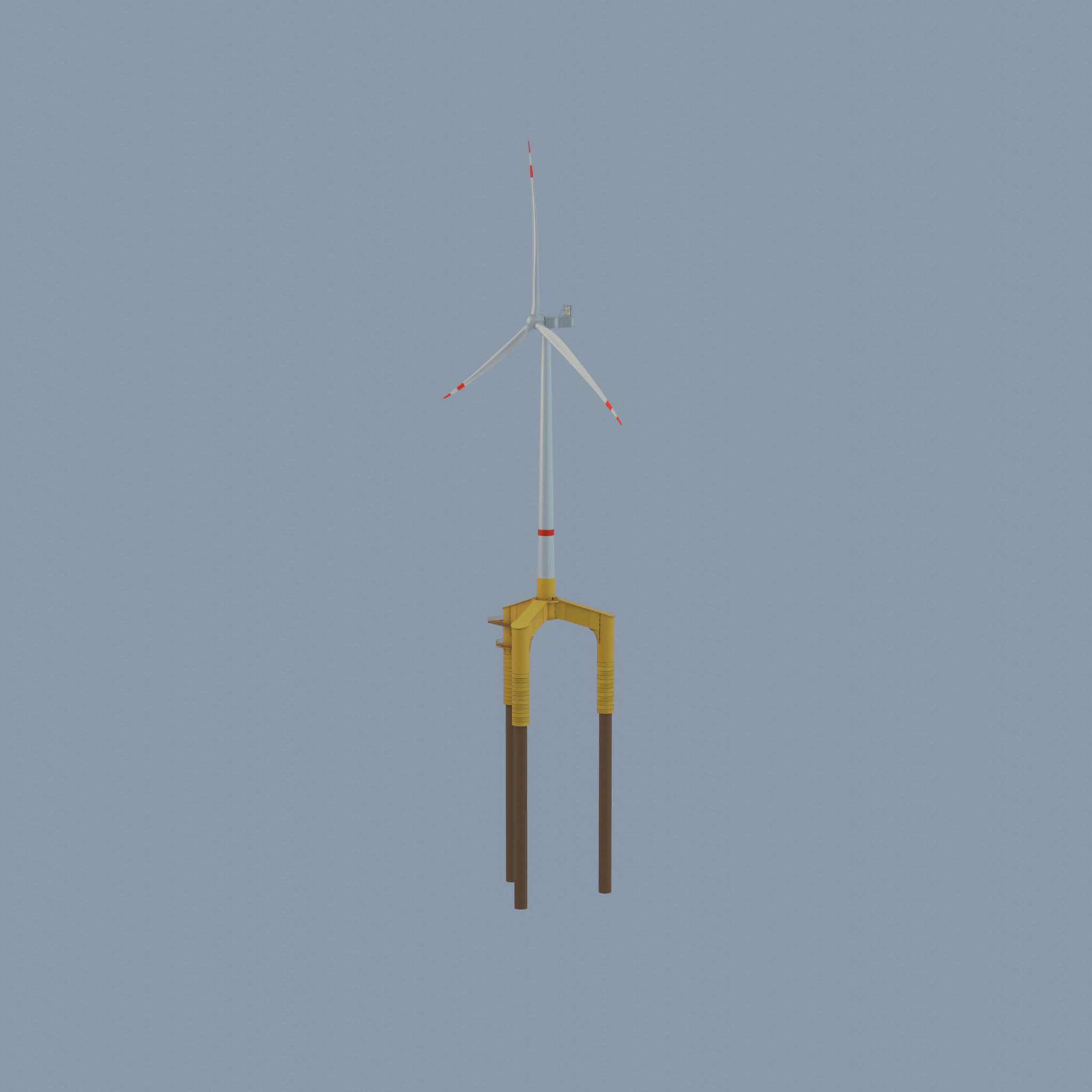 Wind turbine with Offshore Foundation V1 H-138 RD 162m Animation Low-poly 3D model_36