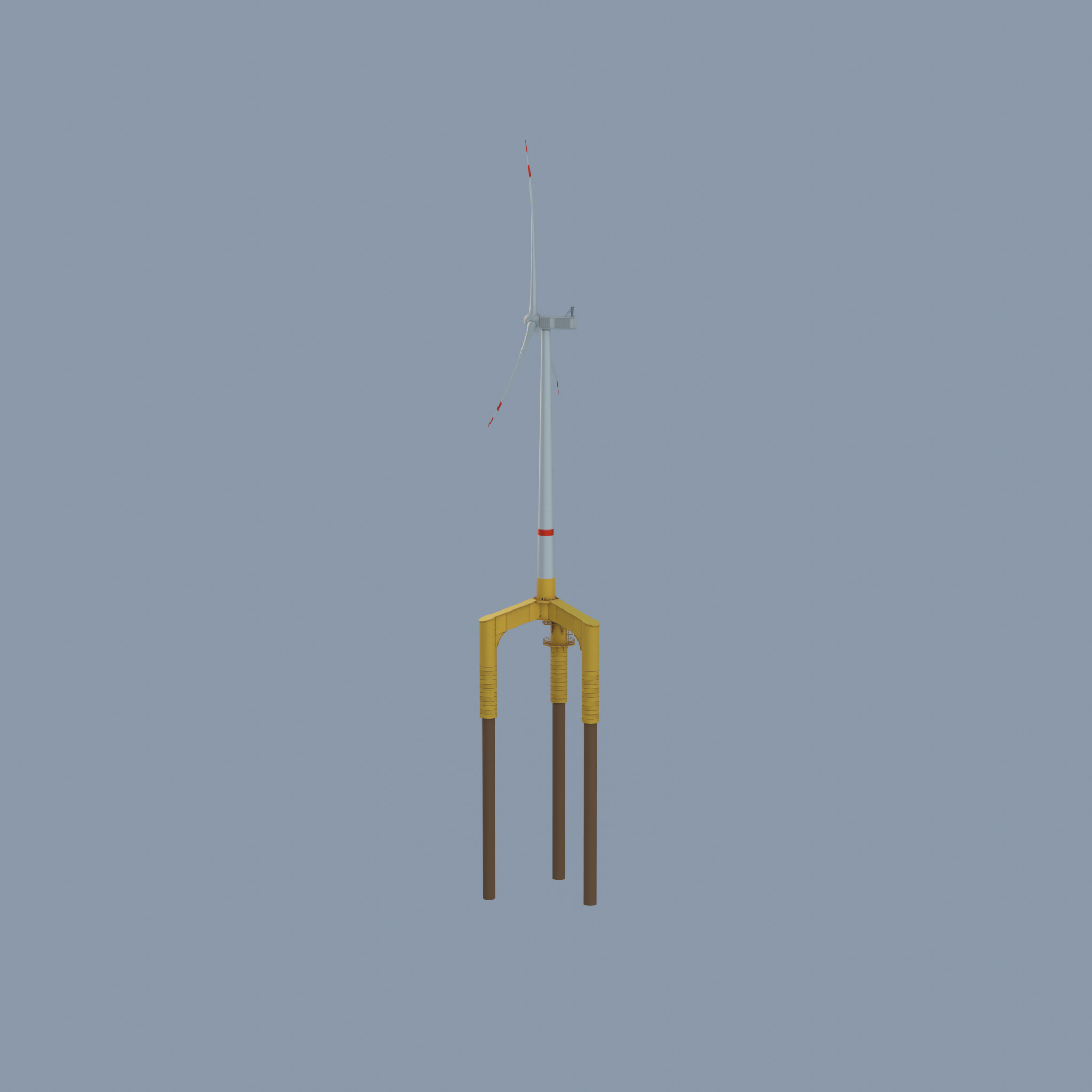 Wind turbine with Offshore Foundation V1 H-138 RD 162m Animation Low-poly 3D model_47