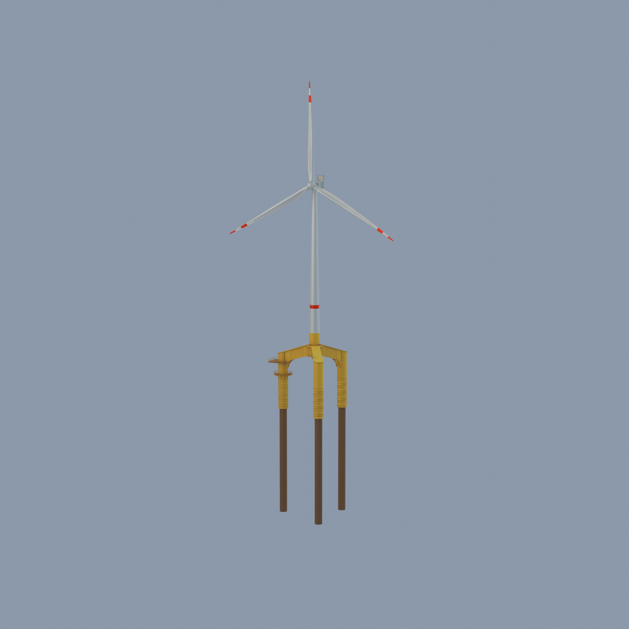 Wind turbine with Offshore Foundation V1 H-138 RD 162m Animation Low-poly 3D model_68