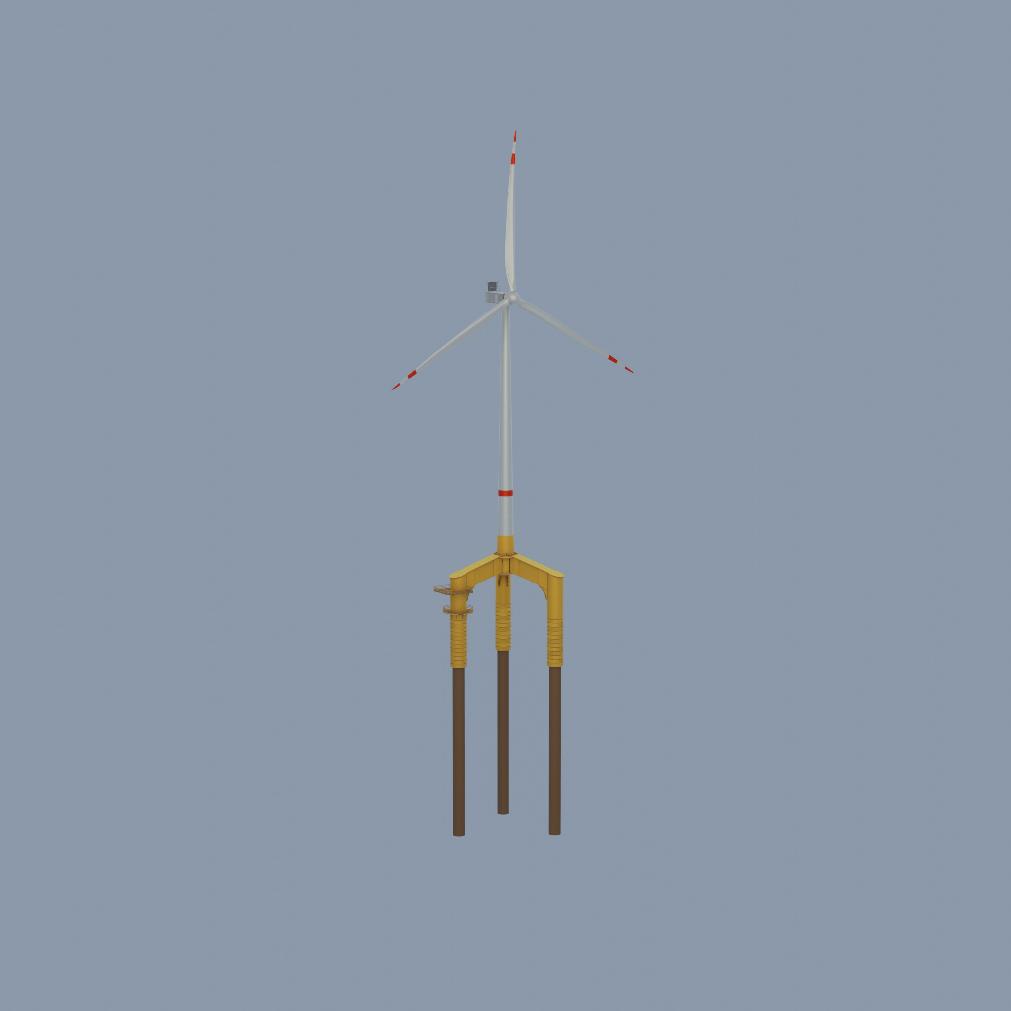 Wind turbine with Offshore Foundation V1 H-138 RD 162m Animation Low-poly 3D model_70