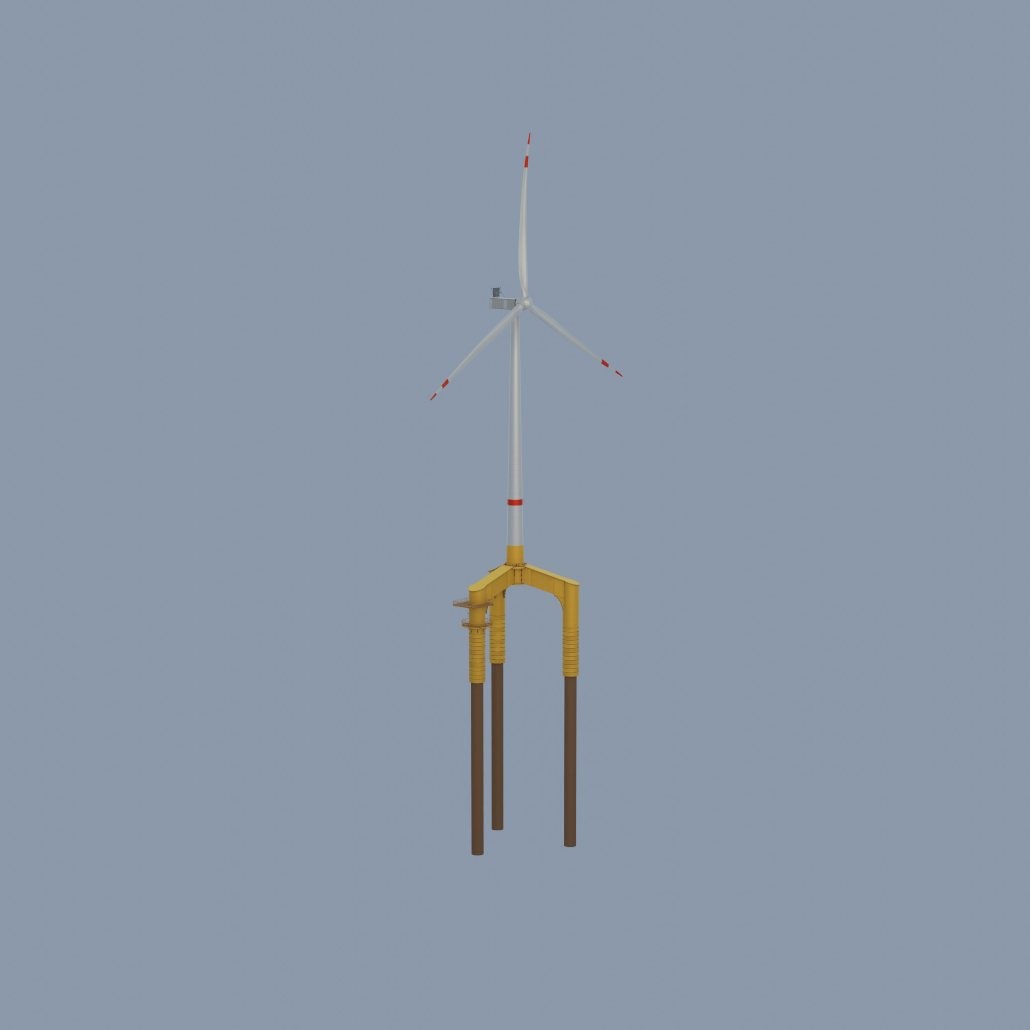 Wind turbine with Offshore Foundation V1 H-138 RD 162m Animation Low-poly 3D model_54