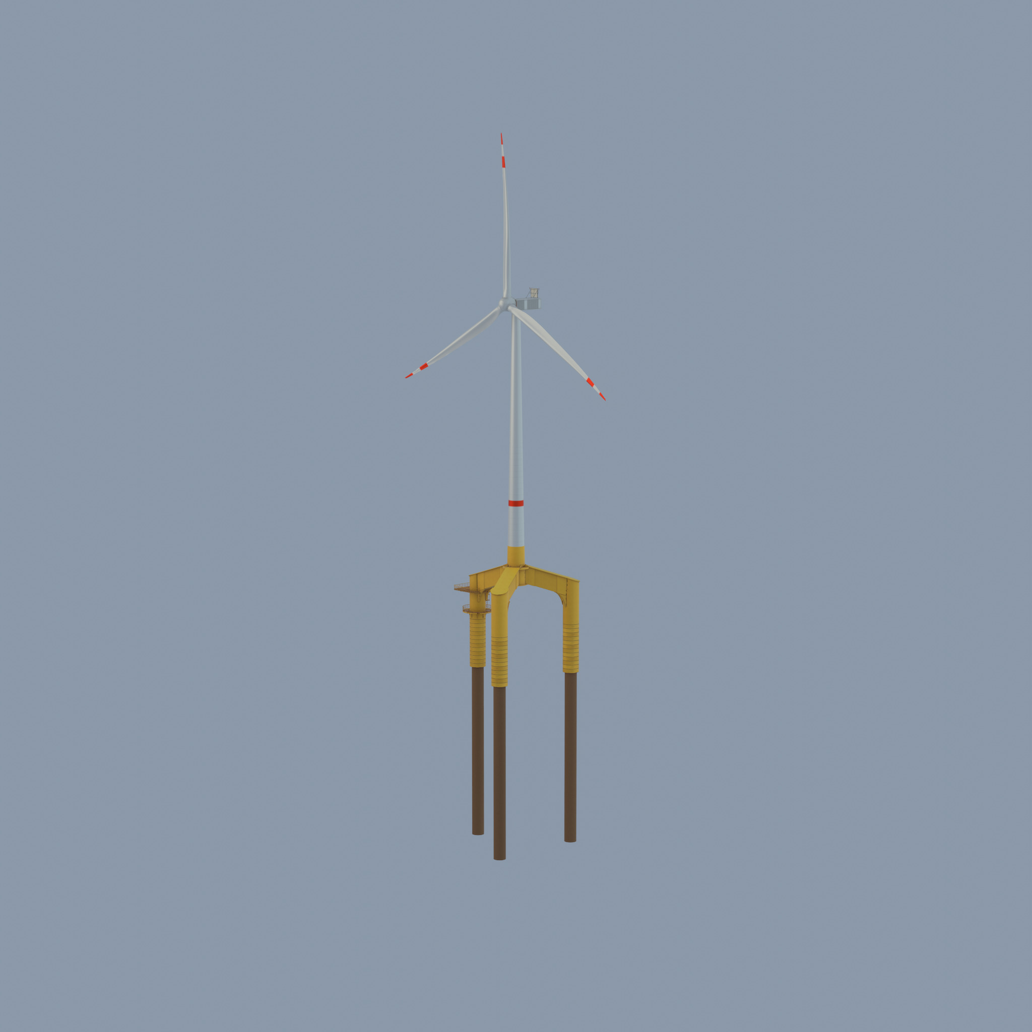 Wind turbine with Offshore Foundation V1 H-138 RD 162m Animation Low-poly 3D model_30