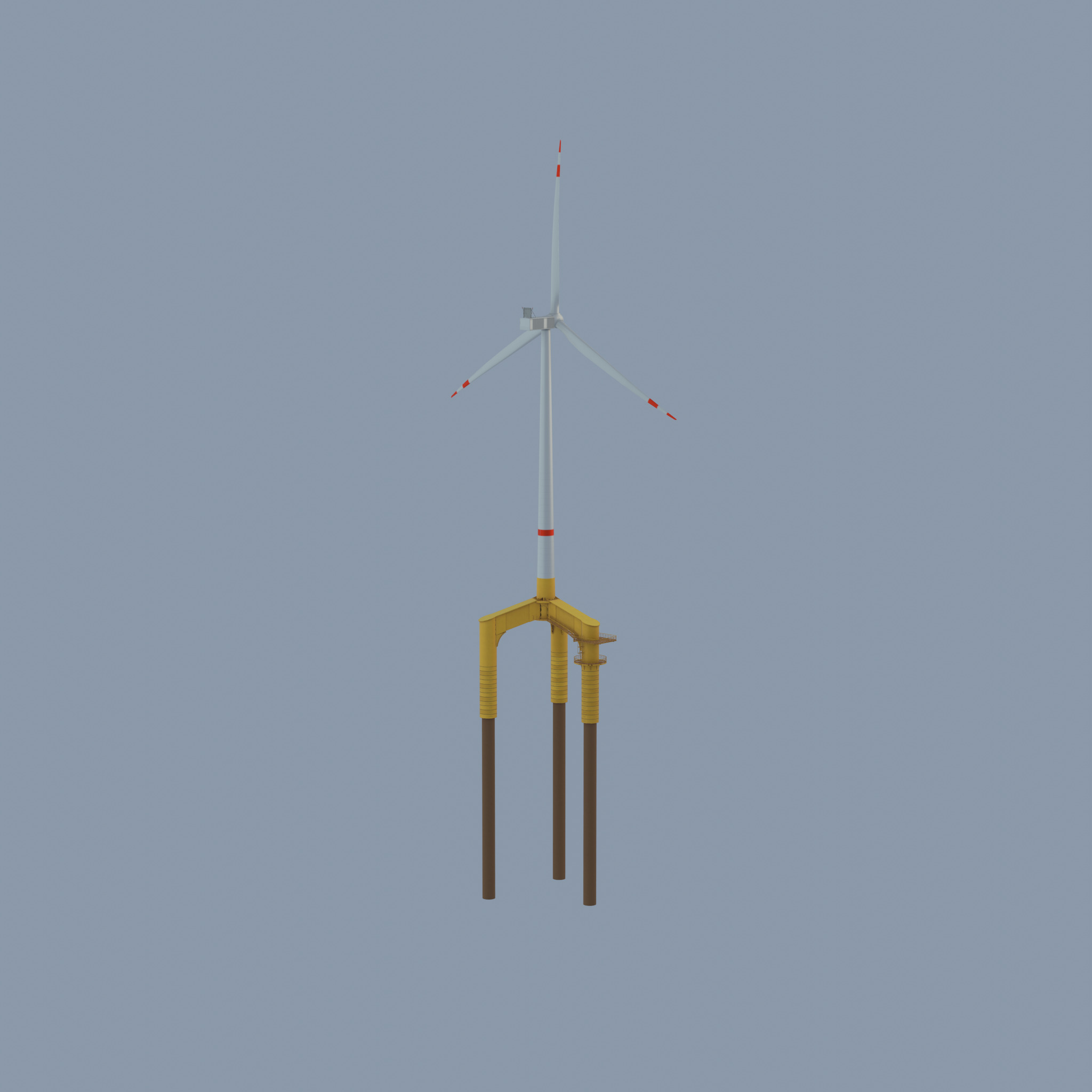 Wind turbine with Offshore Foundation V1 H-138 RD 162m Animation Low-poly 3D model_39