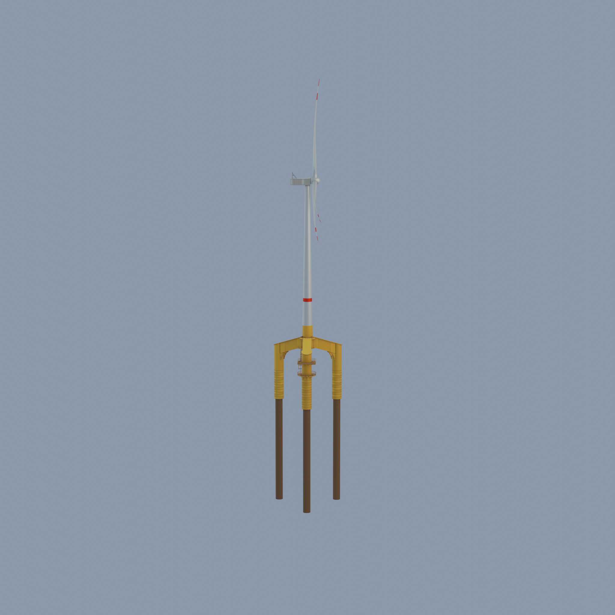 Wind turbine with Offshore Foundation V1 H-138 RD 162m Animation Low-poly 3D model_51