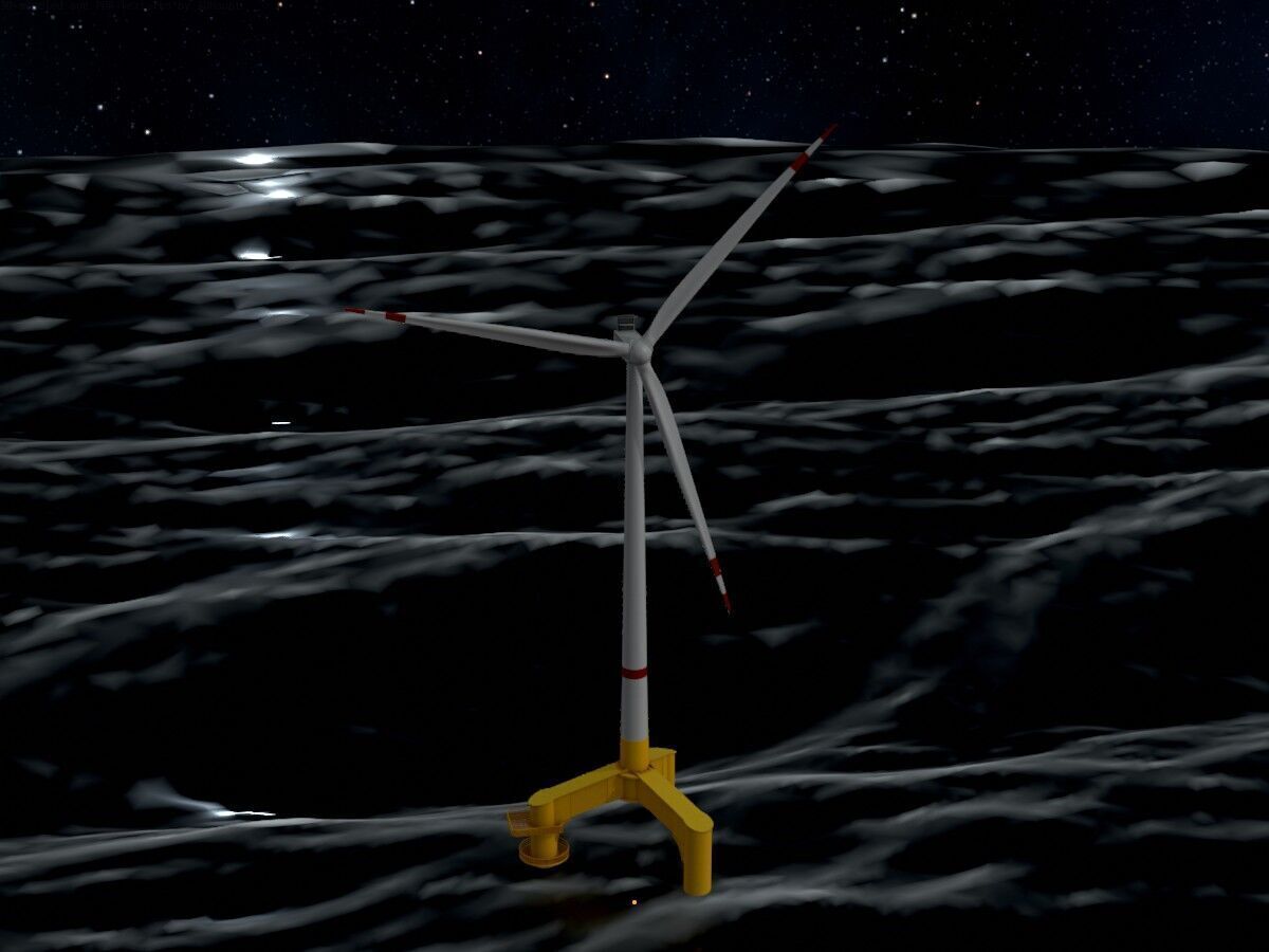 Wind turbine with Offshore Foundation V1 H-138 RD 162m Animation Low-poly 3D model_17