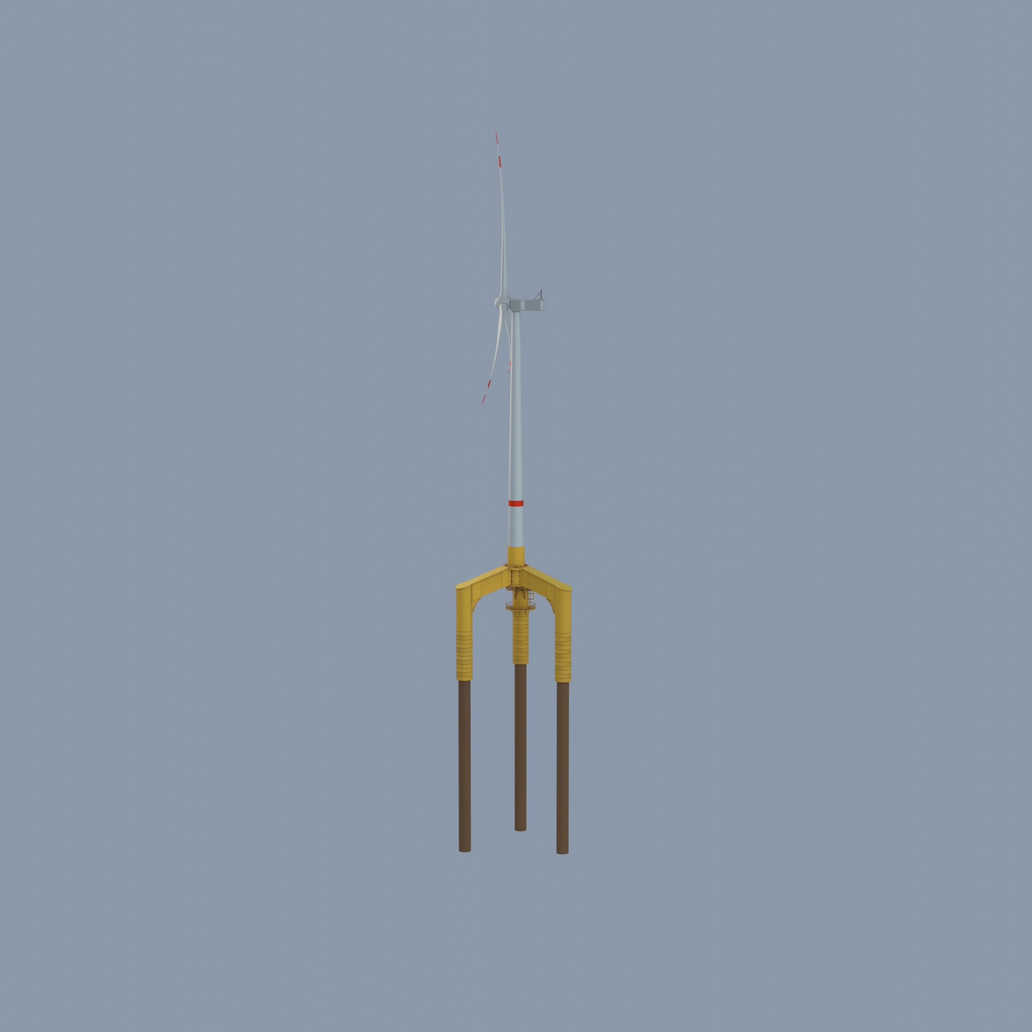 Wind turbine with Offshore Foundation V1 H-138 RD 162m Animation Low-poly 3D model_42