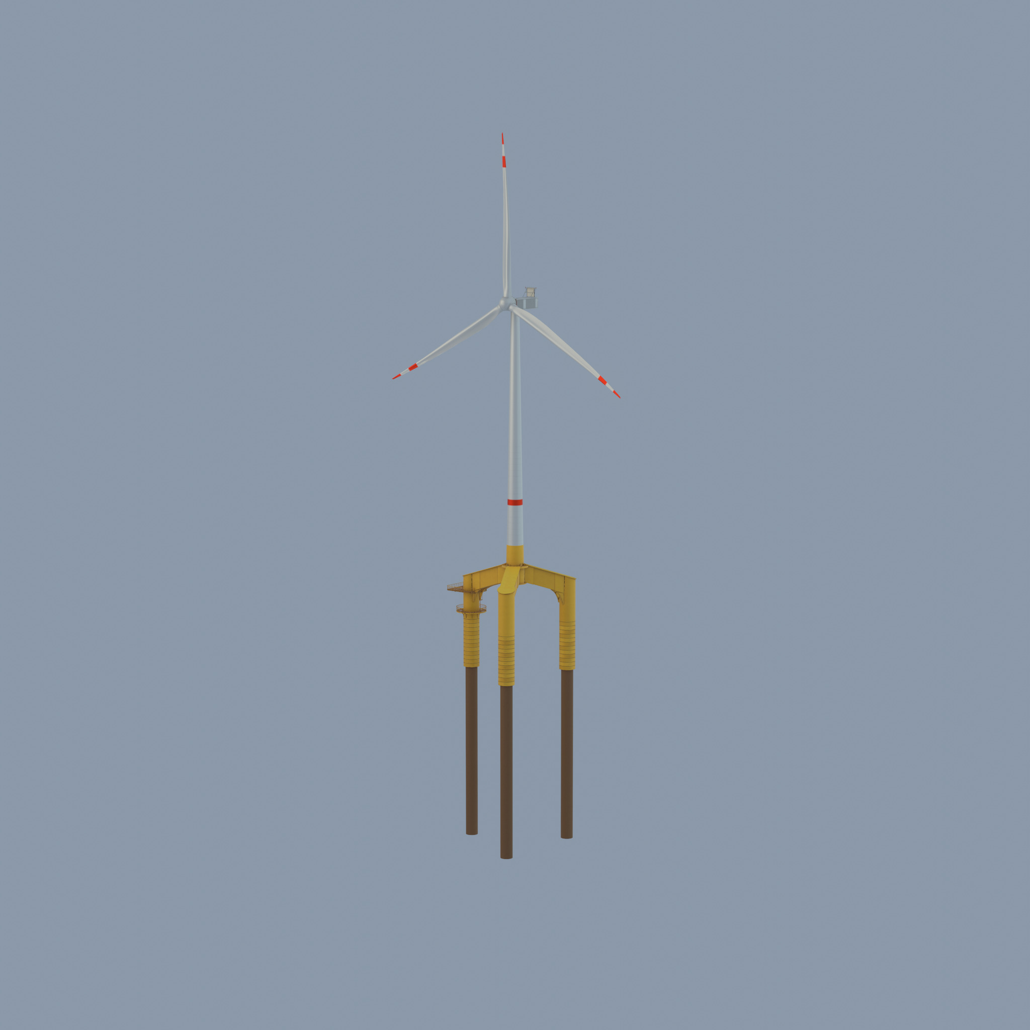 Wind turbine with Offshore Foundation V1 H-138 RD 162m Animation Low-poly 3D model_34