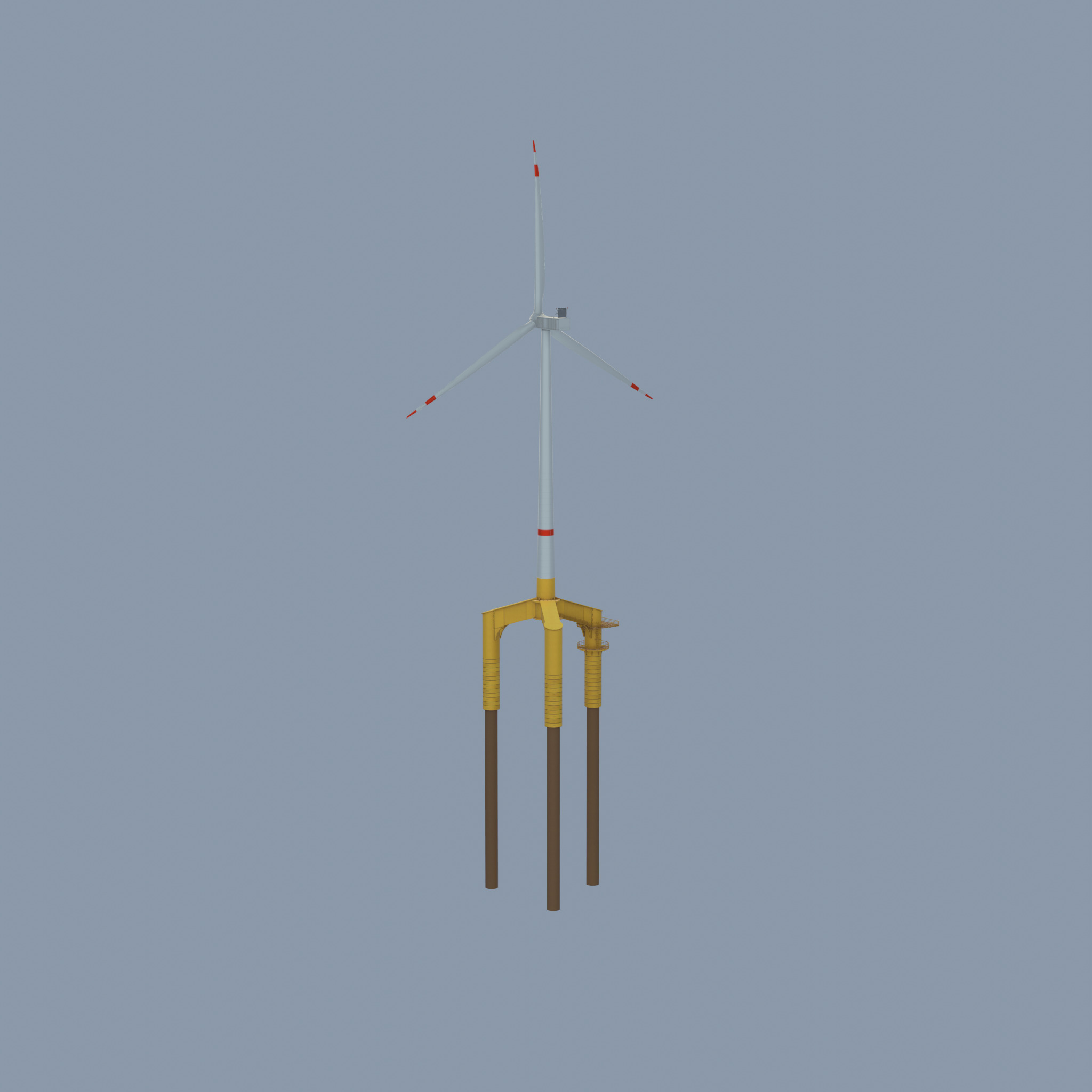 Wind turbine with Offshore Foundation V1 H-138 RD 162m Animation Low-poly 3D model_65