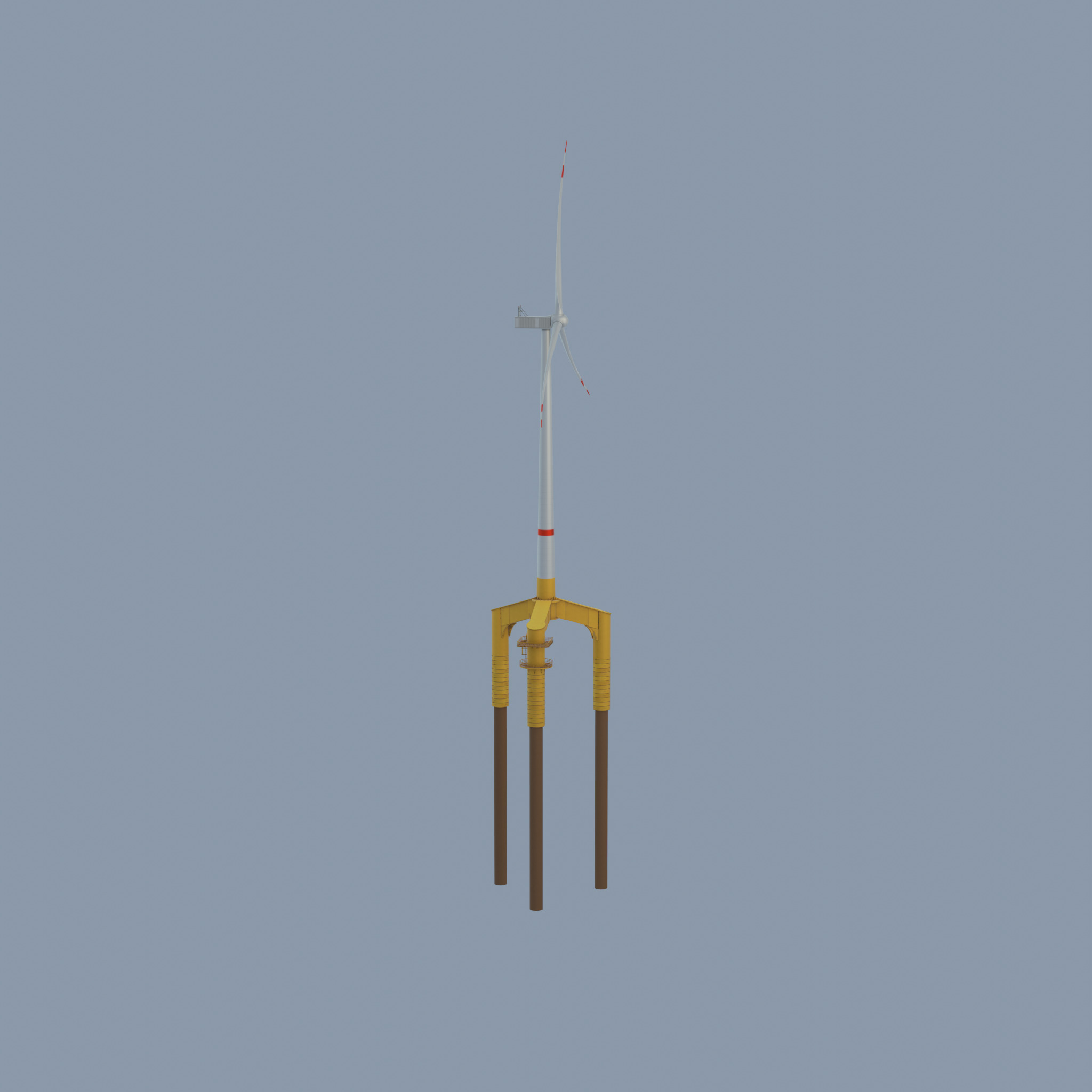 Wind turbine with Offshore Foundation V1 H-138 RD 162m Animation Low-poly 3D model_60