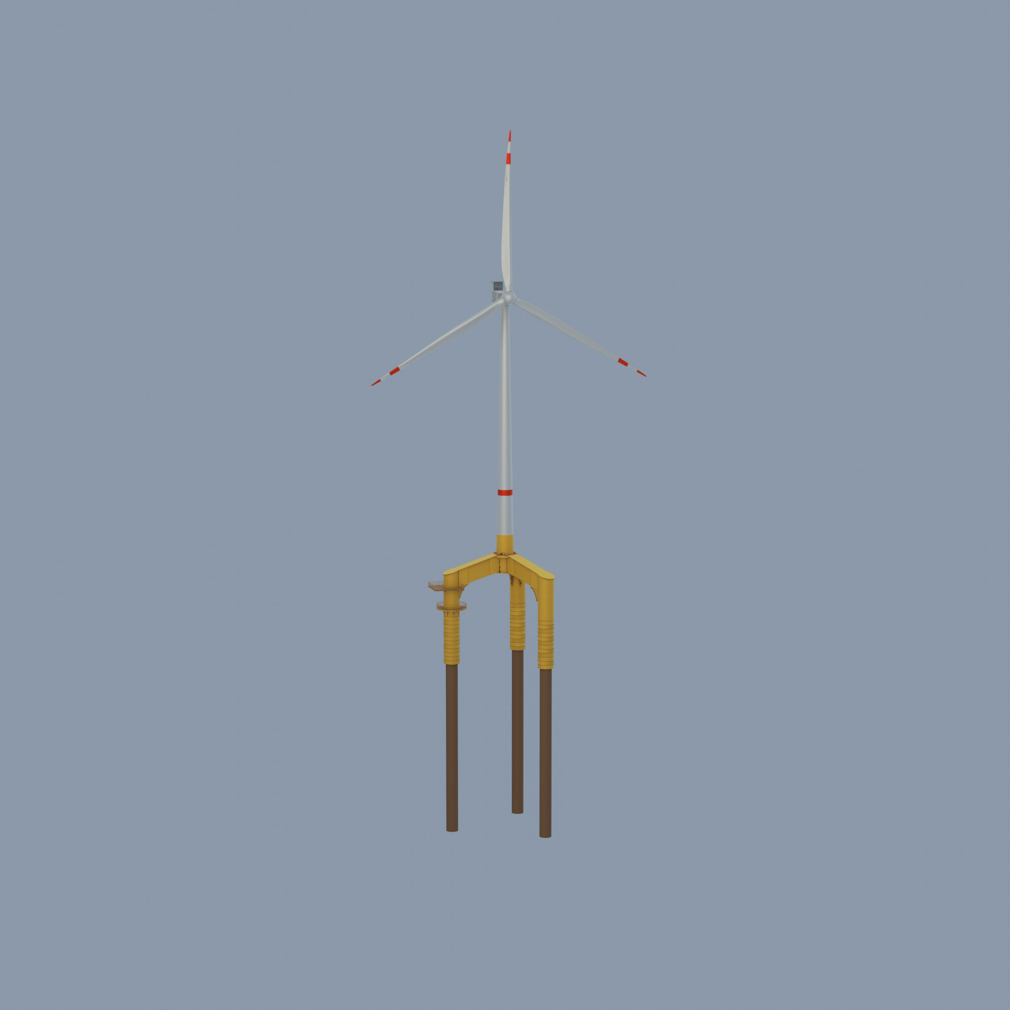 Wind turbine with Offshore Foundation V1 H-138 RD 162m Animation Low-poly 3D model_64