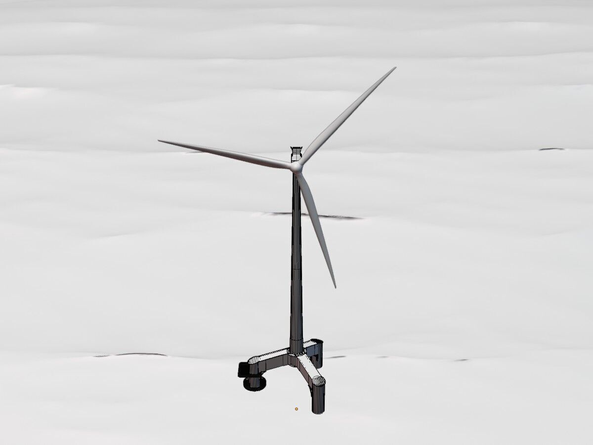 Wind turbine with Offshore Foundation V1 H-138 RD 162m Animation Low-poly 3D model_12