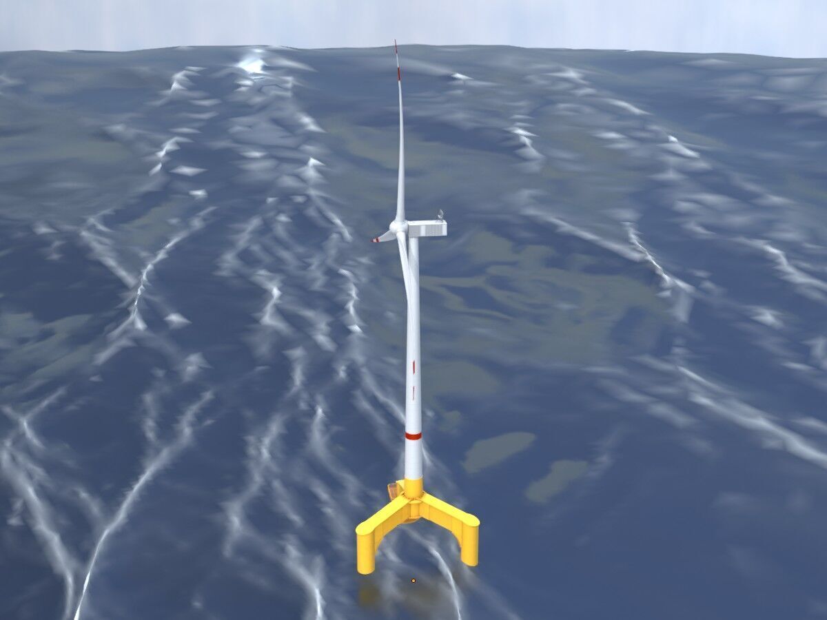Wind turbine with Offshore Foundation V1 H-138 RD 162m Animation Low-poly 3D model_18