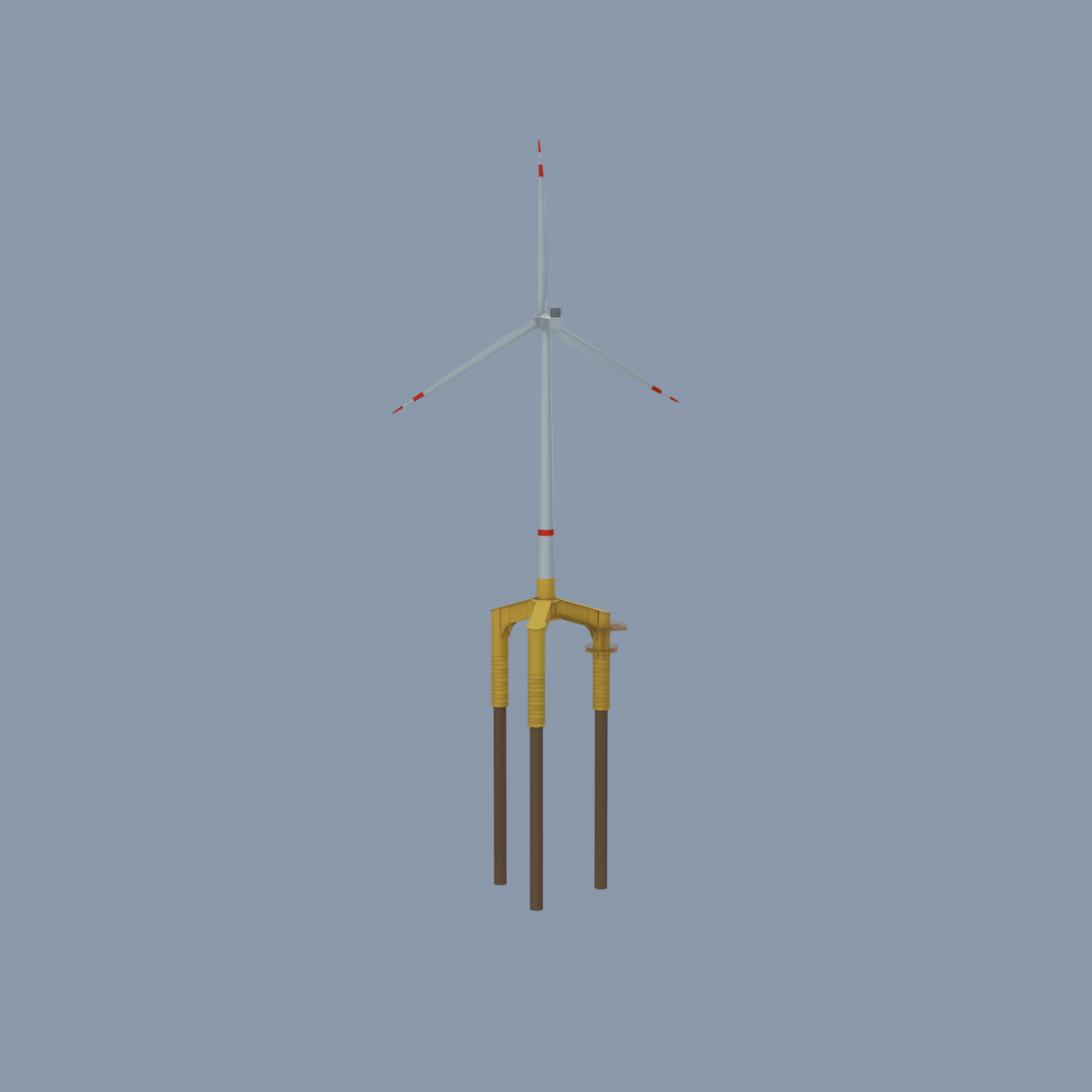 Wind turbine with Offshore Foundation V1 H-138 RD 162m Animation Low-poly 3D model_37