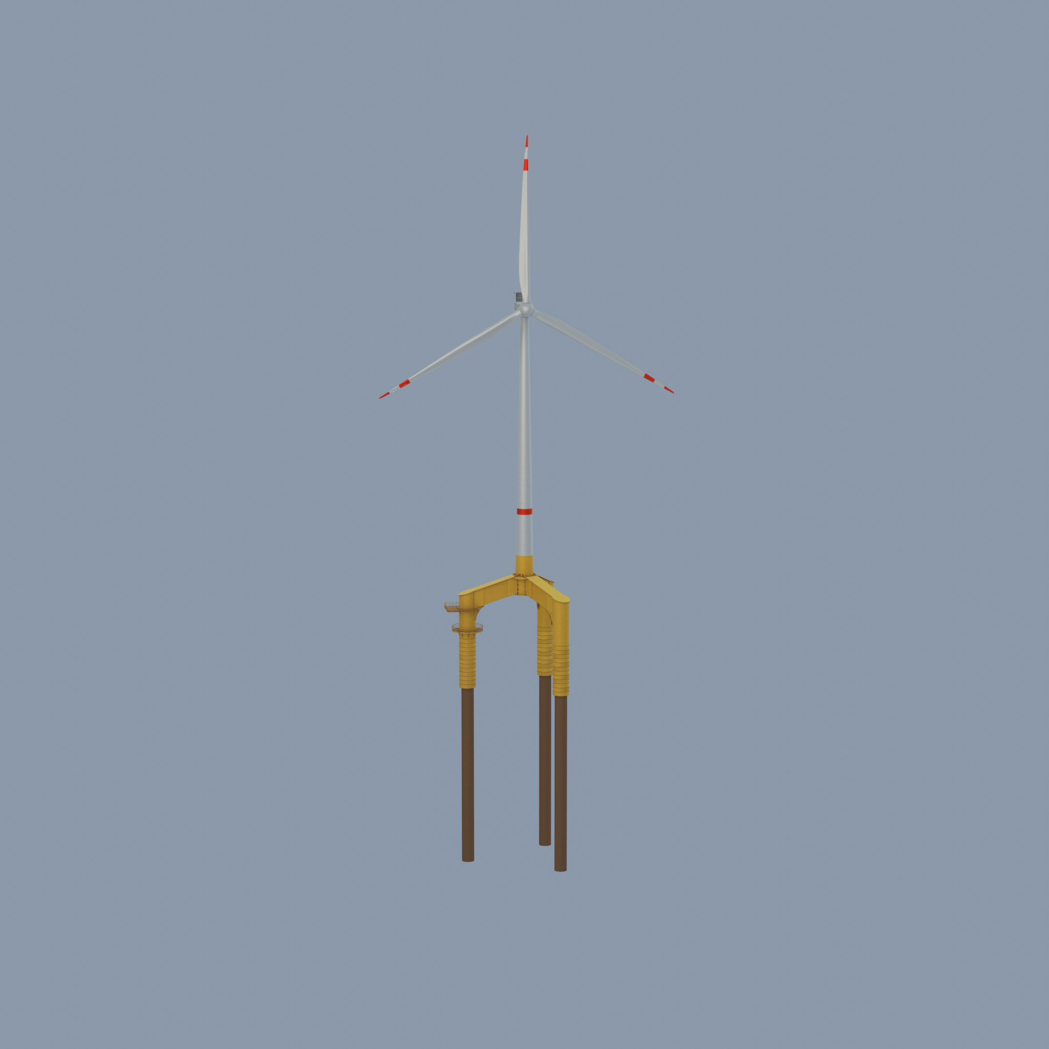 Wind turbine with Offshore Foundation V1 H-138 RD 162m Animation Low-poly 3D model_63