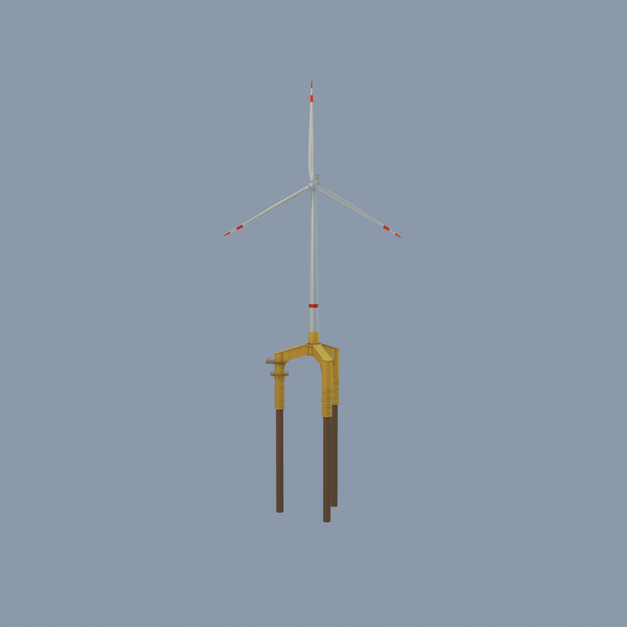 Wind turbine with Offshore Foundation V1 H-138 RD 162m Animation Low-poly 3D model_38