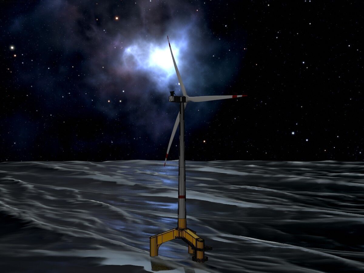 Wind turbine with Offshore Foundation V1 H-138 RD 162m Animation Low-poly 3D model_7