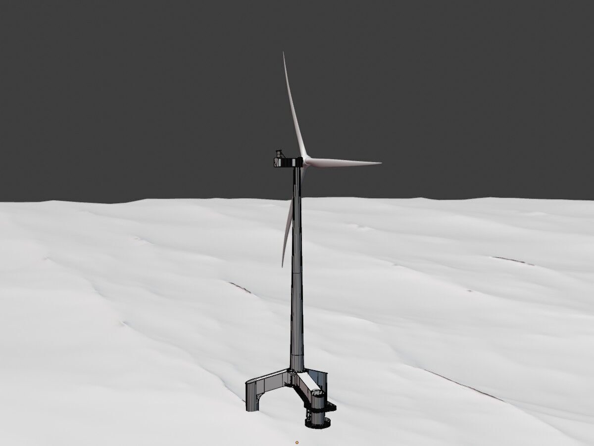Wind turbine with Offshore Foundation V1 H-138 RD 162m Animation Low-poly 3D model_11