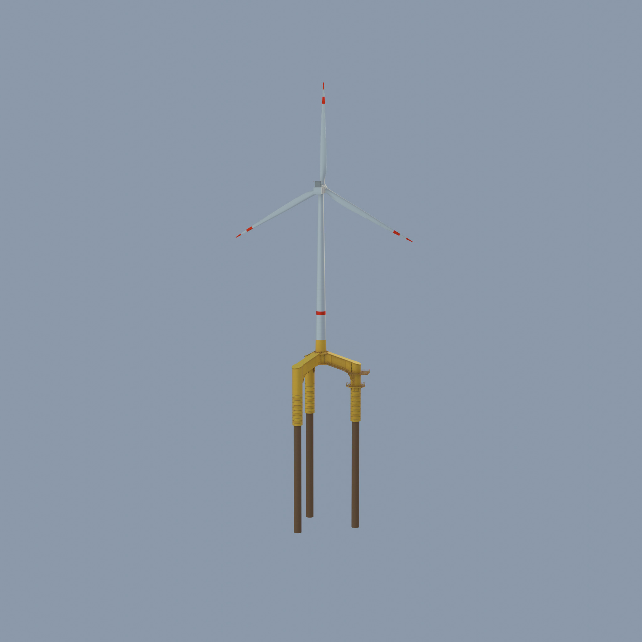 Wind turbine with Offshore Foundation V1 H-138 RD 162m Animation Low-poly 3D model_61