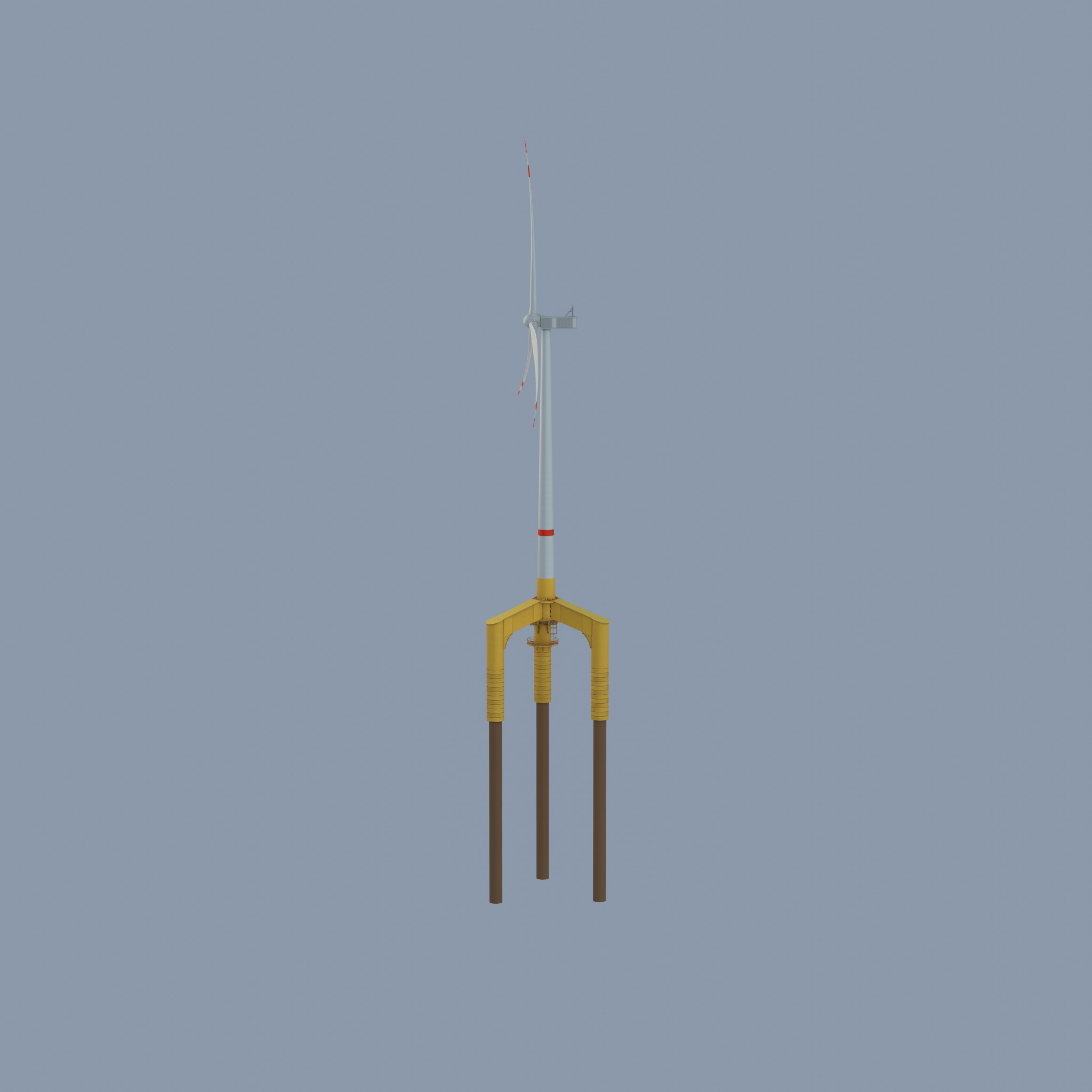 Wind turbine with Offshore Foundation V1 H-138 RD 162m Animation Low-poly 3D model_32