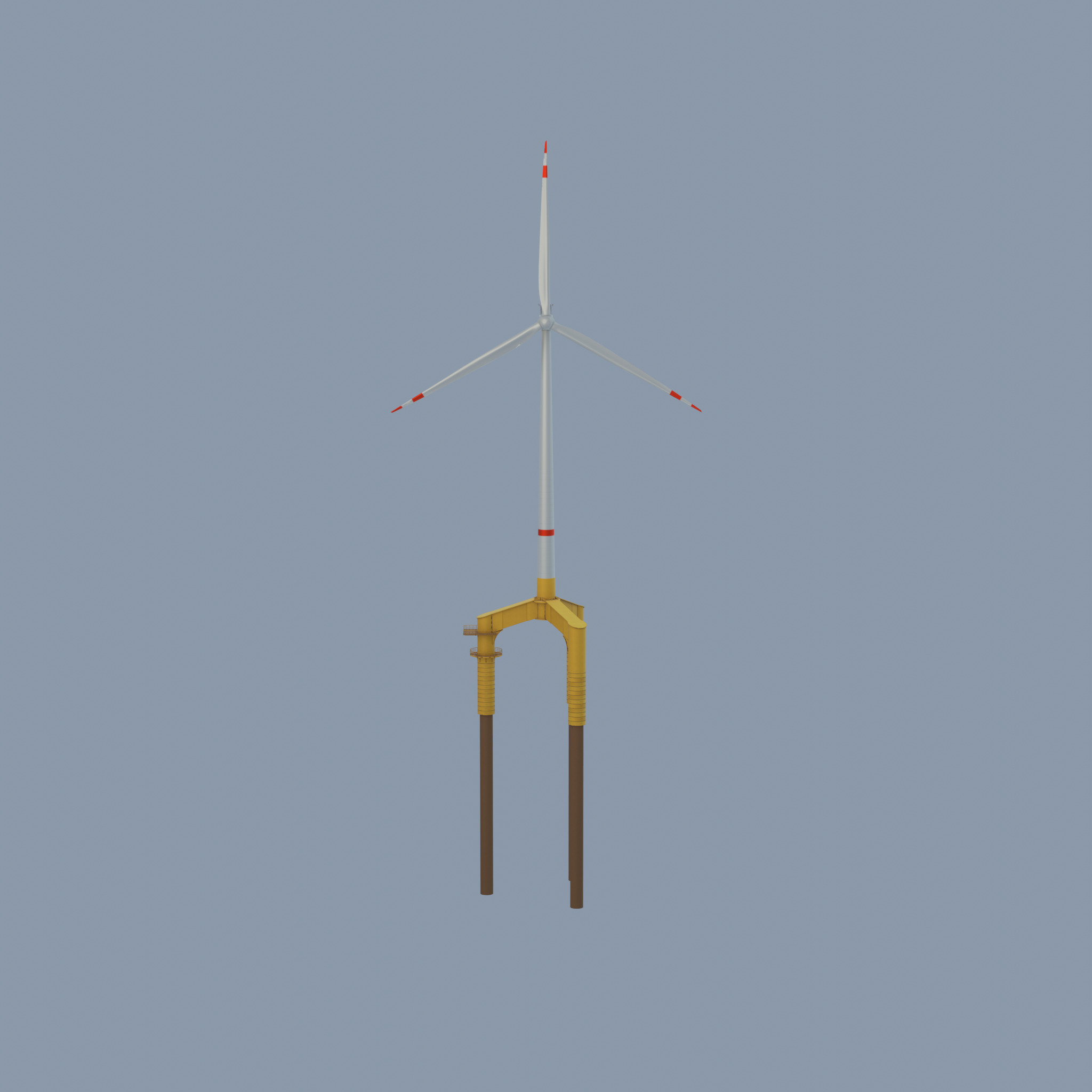 Wind turbine with Offshore Foundation V1 H-138 RD 162m Animation Low-poly 3D model_27