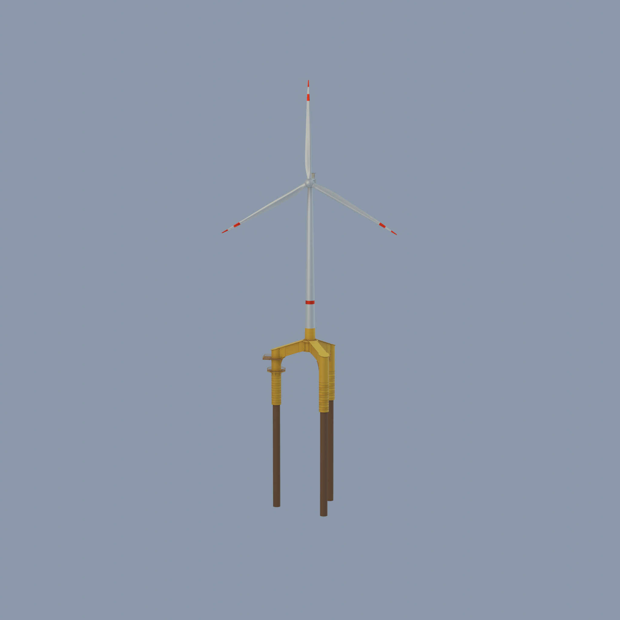 Wind turbine with Offshore Foundation V1 H-138 RD 162m Animation Low-poly 3D model_21