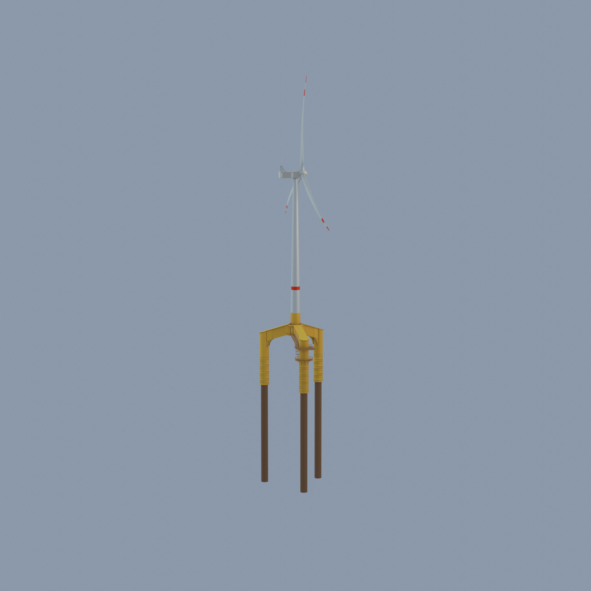 Wind turbine with Offshore Foundation V1 H-138 RD 162m Animation Low-poly 3D model_56