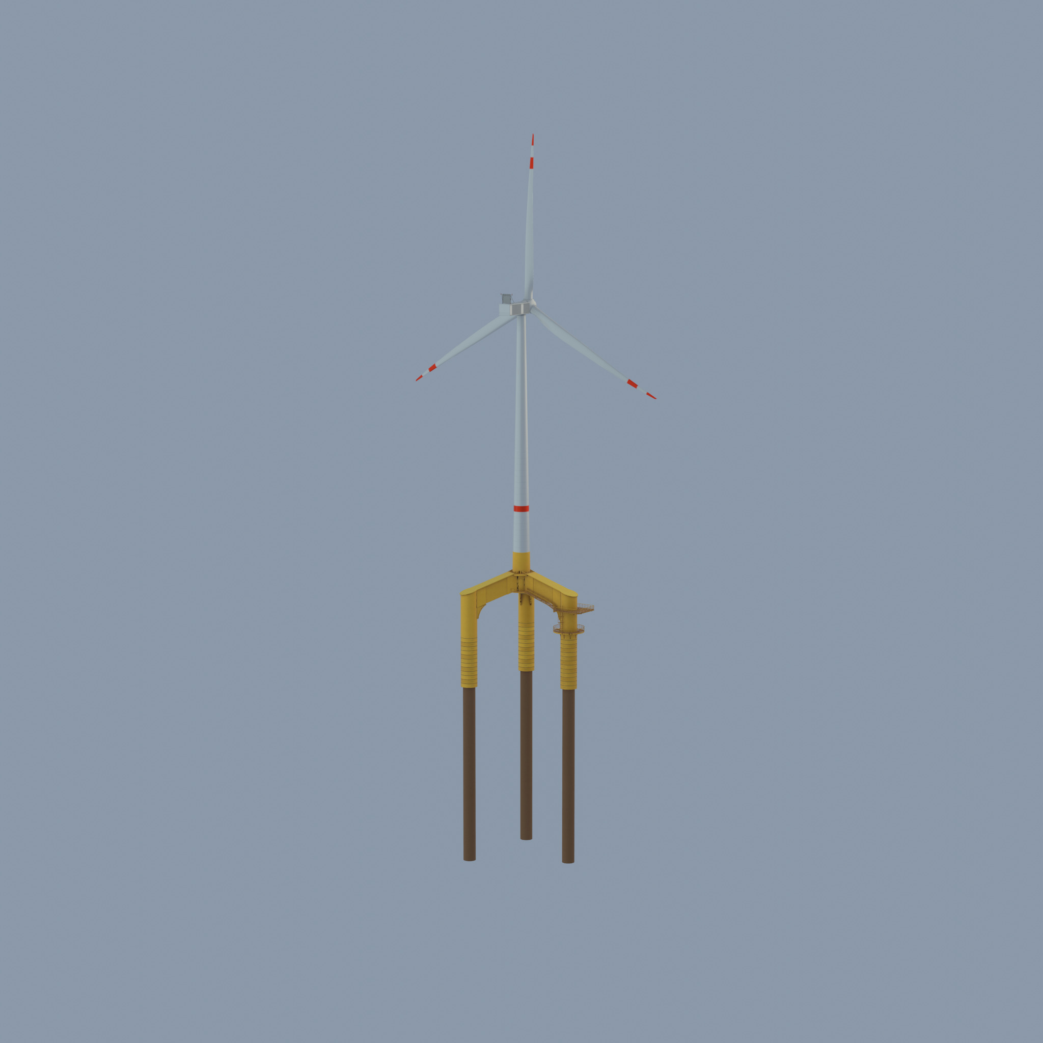 Wind turbine with Offshore Foundation V1 H-138 RD 162m Animation Low-poly 3D model_59