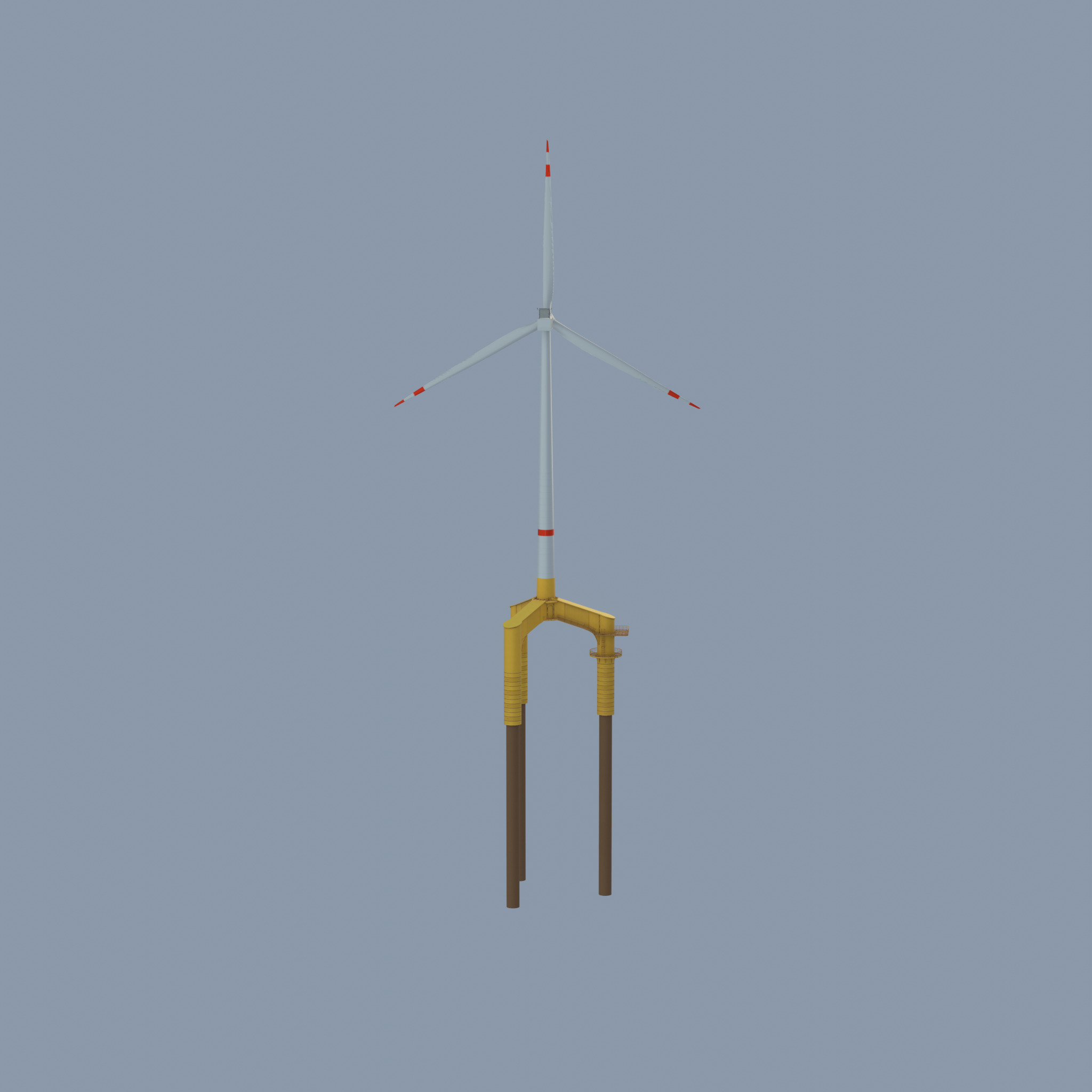 Wind turbine with Offshore Foundation V1 H-138 RD 162m Animation Low-poly 3D model_69