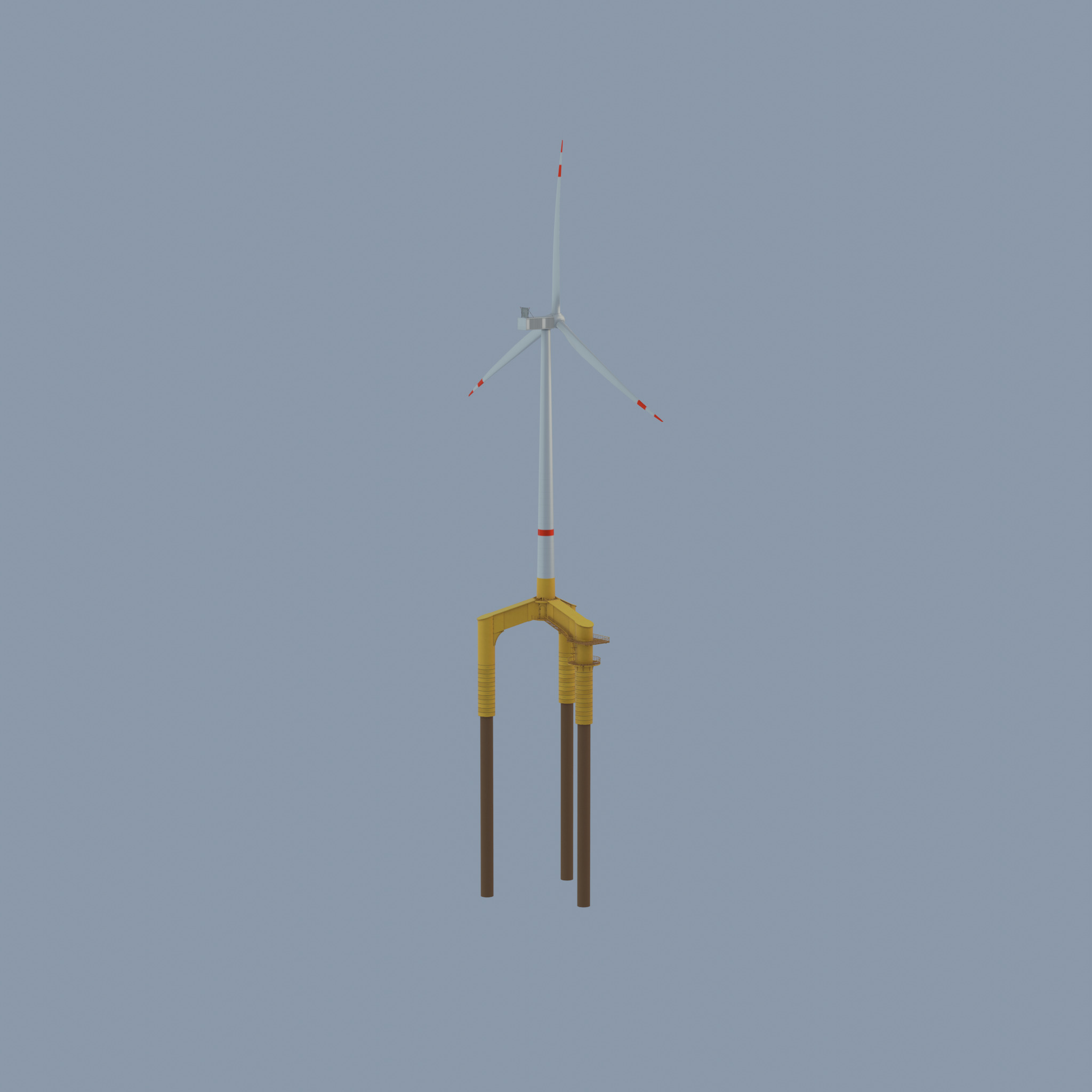Wind turbine with Offshore Foundation V1 H-138 RD 162m Animation Low-poly 3D model_50