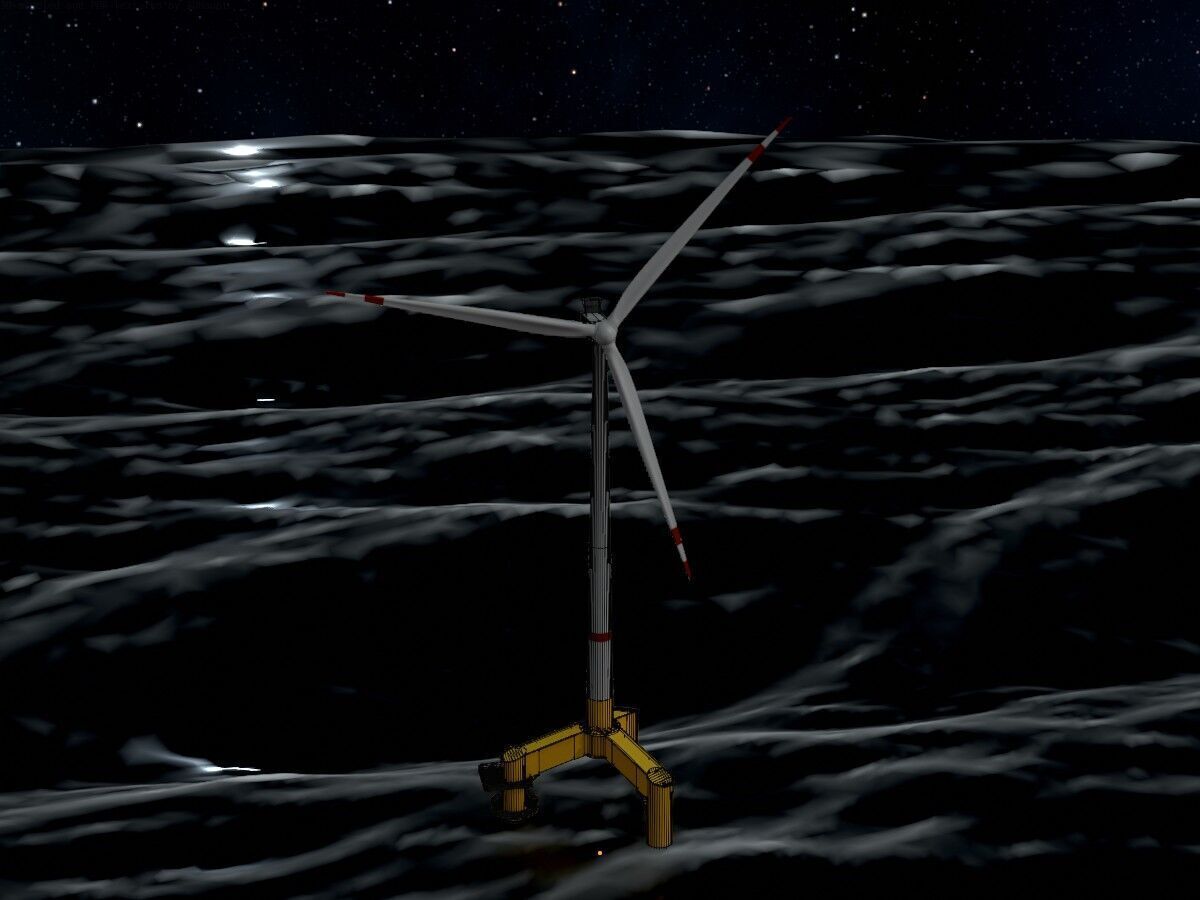 Wind turbine with Offshore Foundation V1 H-138 RD 162m Animation Low-poly 3D model_8