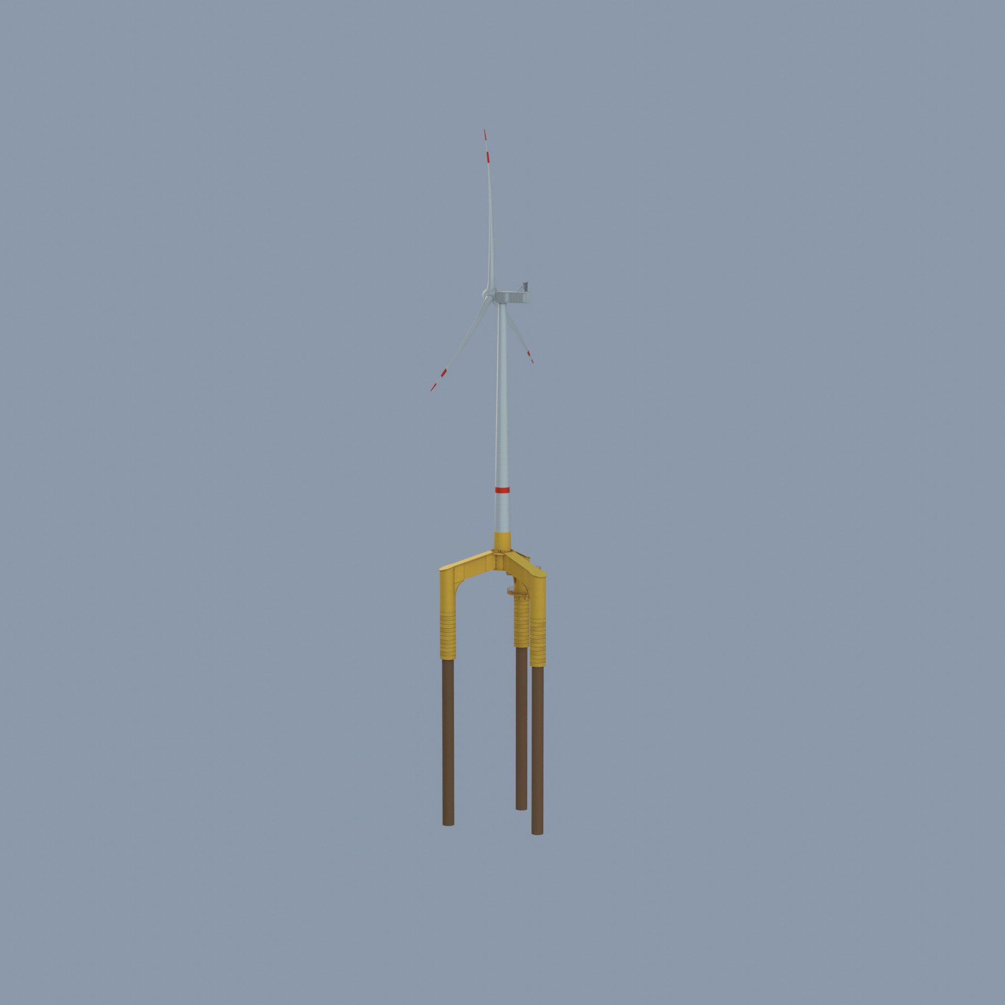 Wind turbine with Offshore Foundation V1 H-138 RD 162m Animation Low-poly 3D model_22