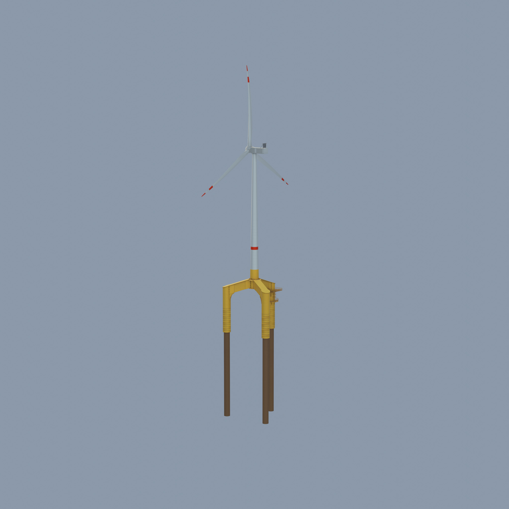 Wind turbine with Offshore Foundation V1 H-138 RD 162m Animation Low-poly 3D model_45