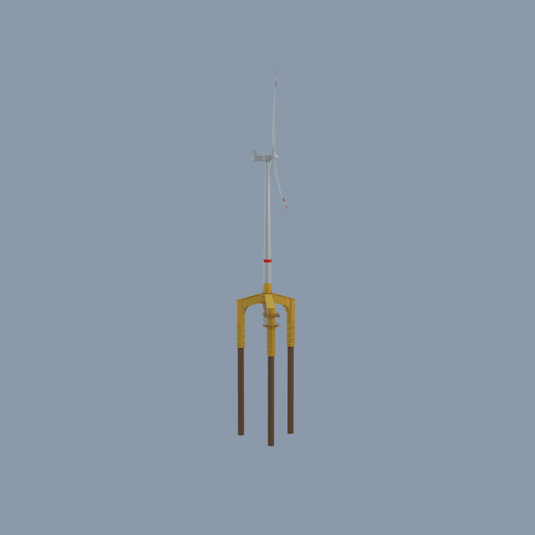 Wind turbine with Offshore Foundation V1 H-138 RD 162m Animation Low-poly 3D model_62