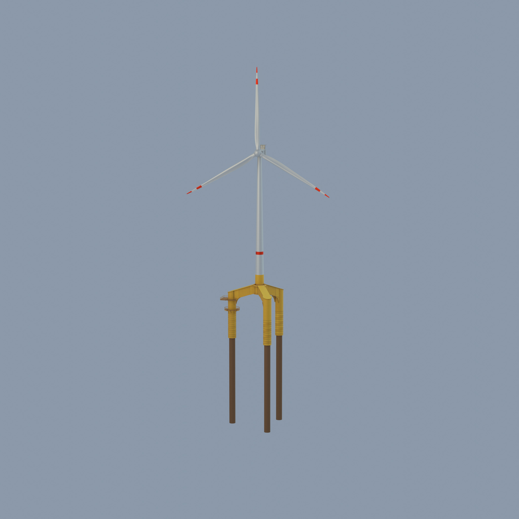 Wind turbine with Offshore Foundation V1 H-138 RD 162m Animation Low-poly 3D model_24