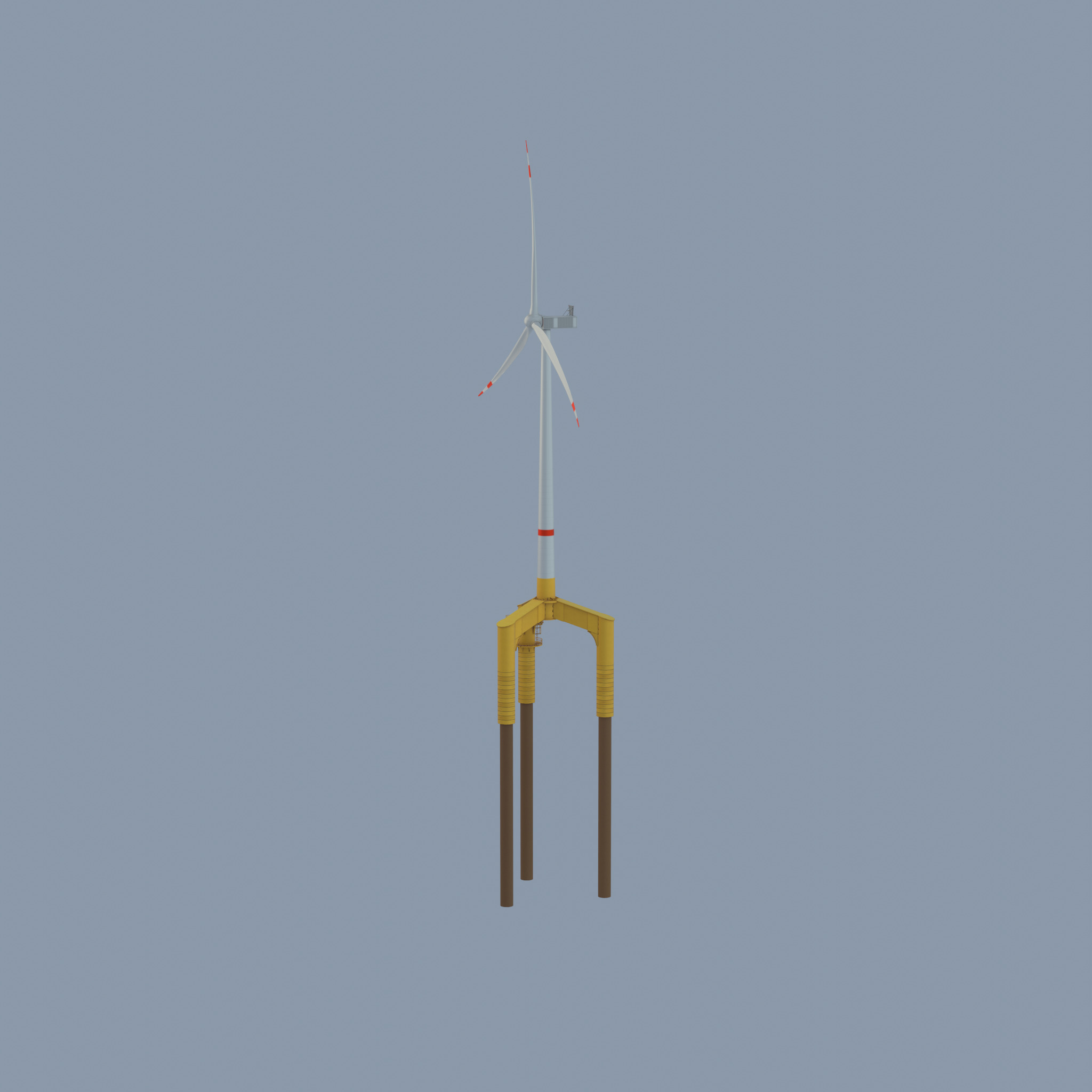 Wind turbine with Offshore Foundation V1 H-138 RD 162m Animation Low-poly 3D model_29