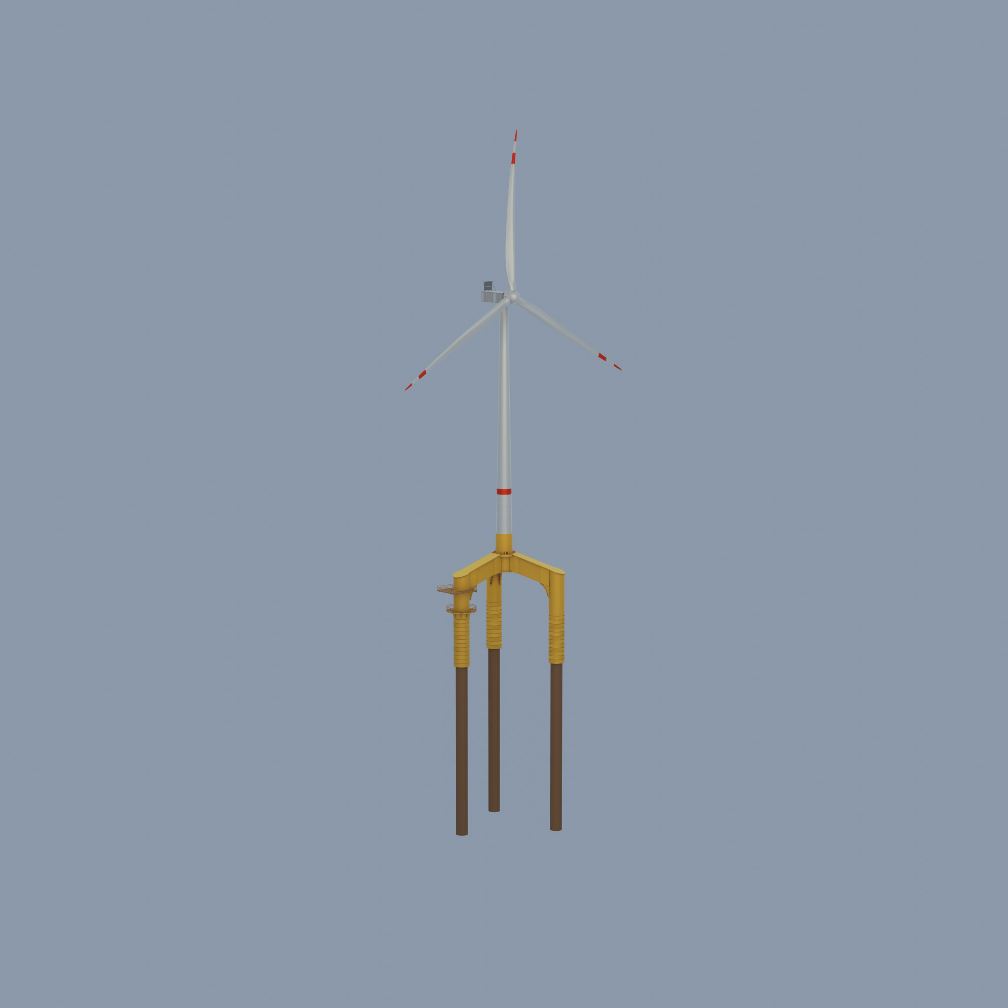 Wind turbine with Offshore Foundation V1 H-138 RD 162m Animation Low-poly 3D model_66