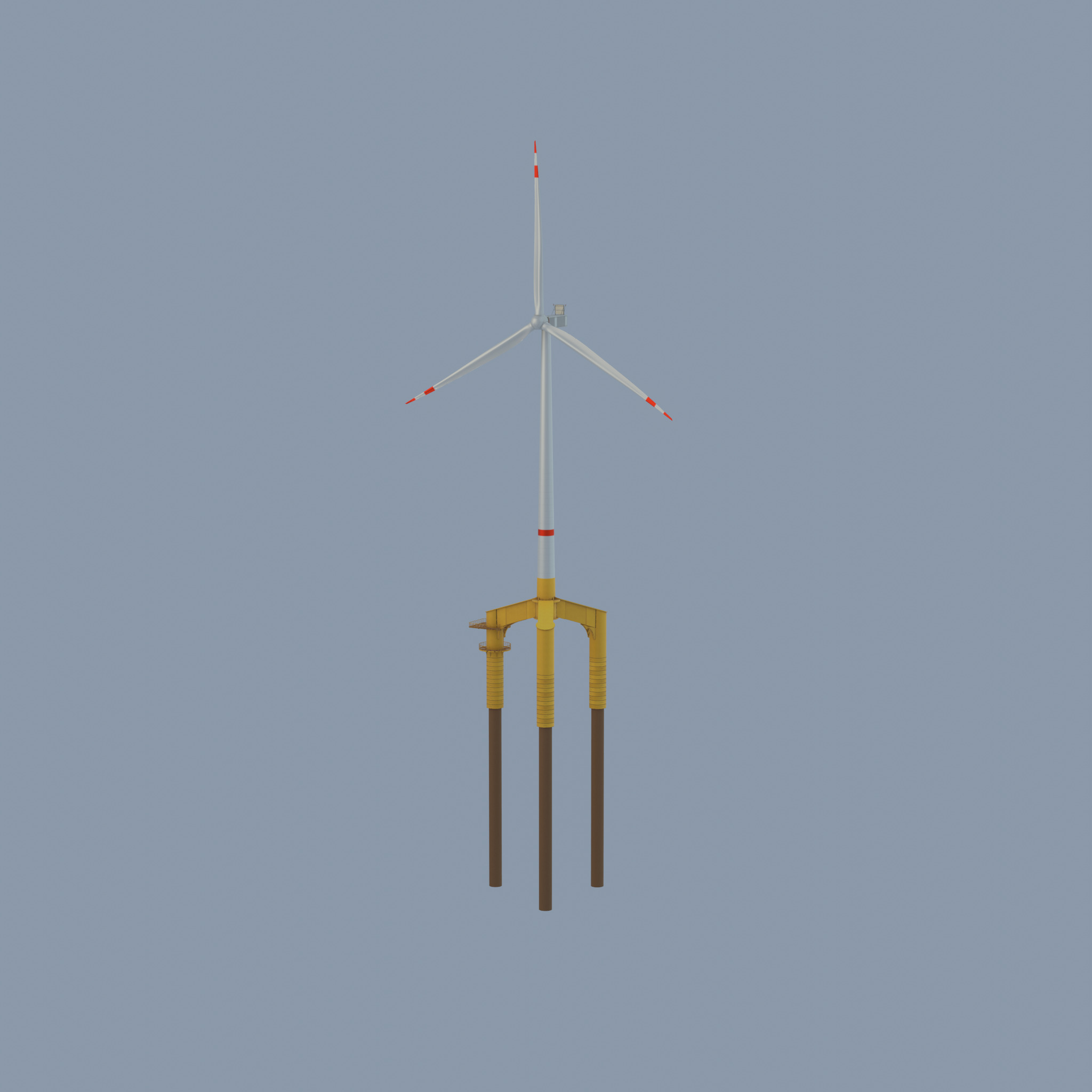 Wind turbine with Offshore Foundation V1 H-138 RD 162m Animation Low-poly 3D model_31