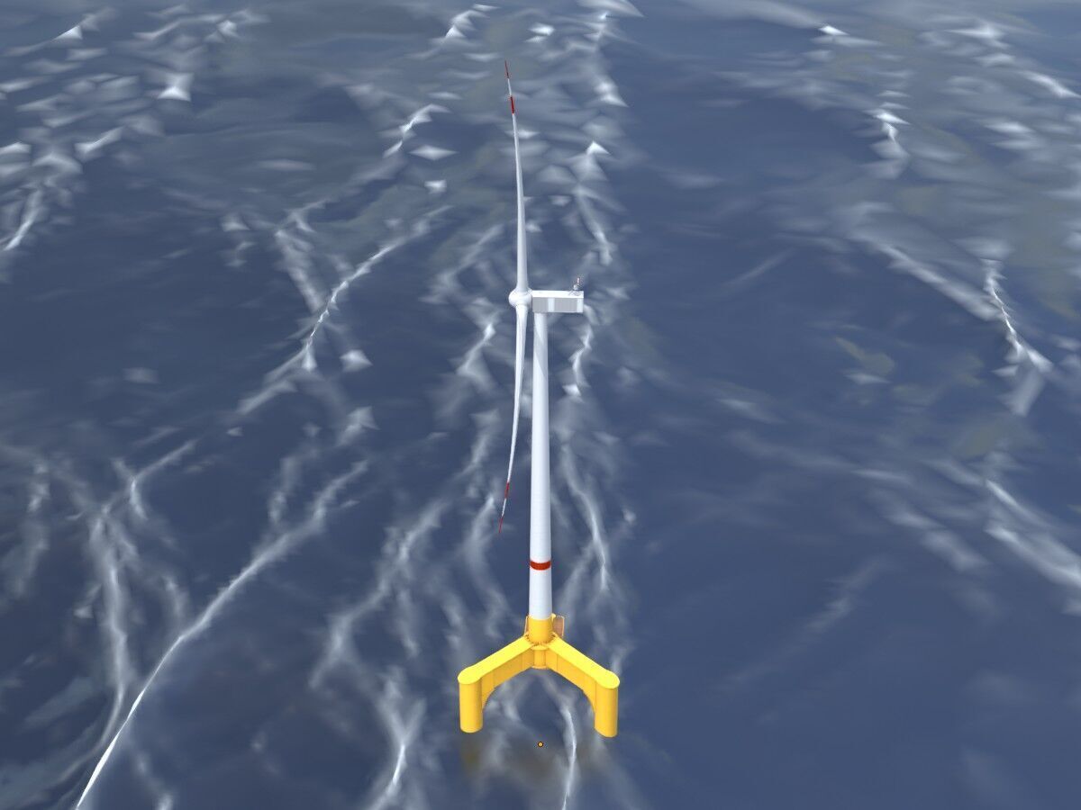 Wind turbine with Offshore Foundation V1 H-138 RD 162m Animation Low-poly 3D model_14