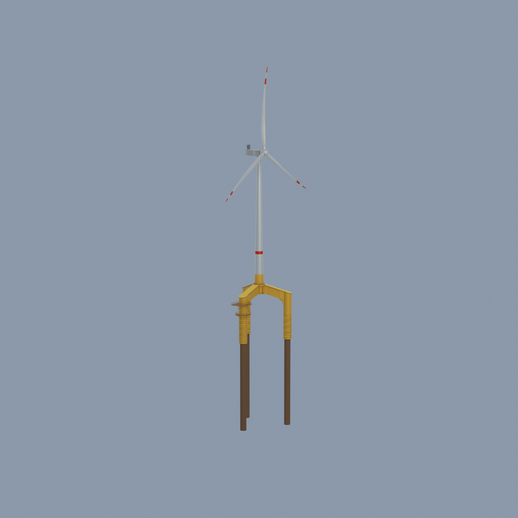Wind turbine with Offshore Foundation V1 H-138 RD 162m Animation Low-poly 3D model_55
