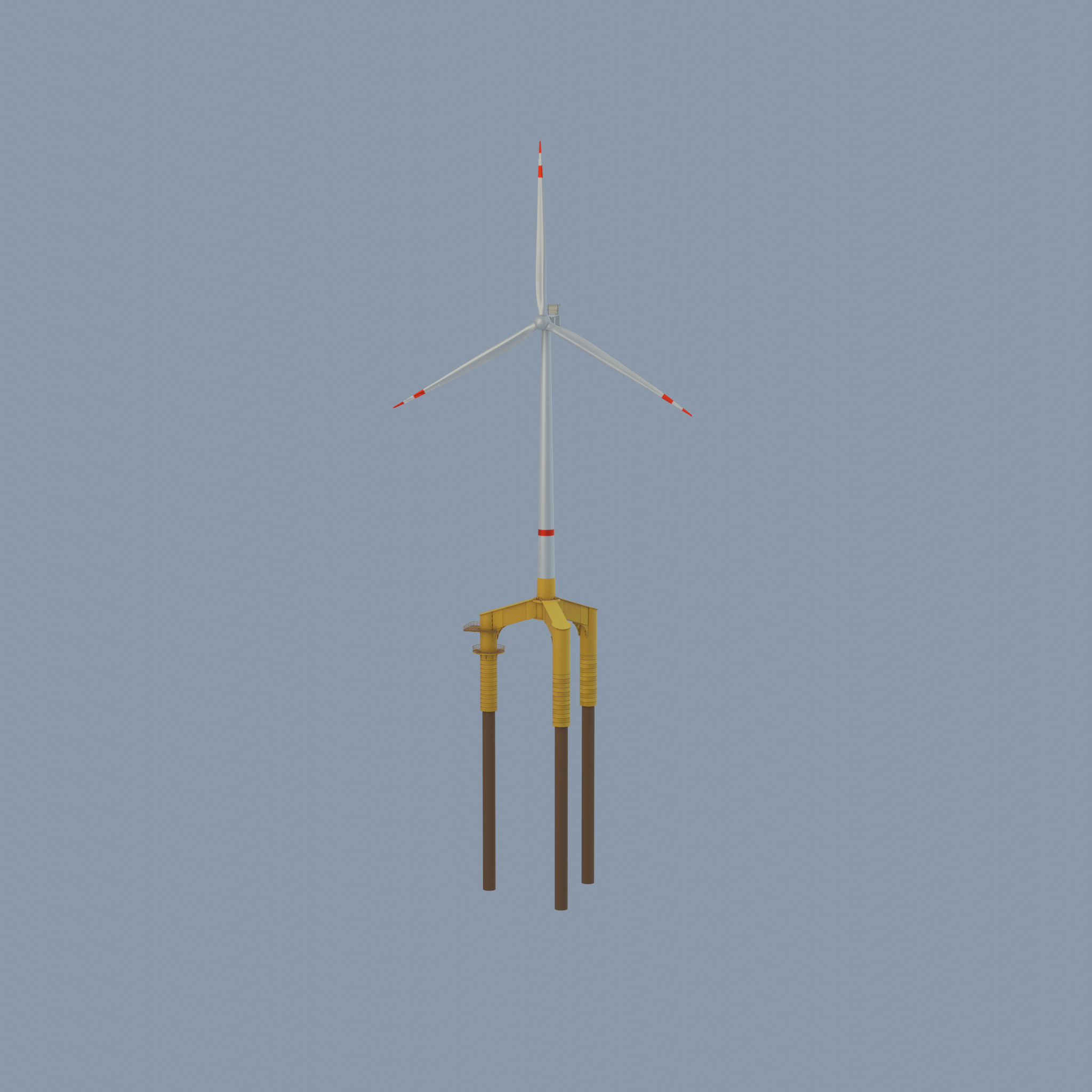 Wind turbine with Offshore Foundation V1 H-138 RD 162m Animation Low-poly 3D model_52