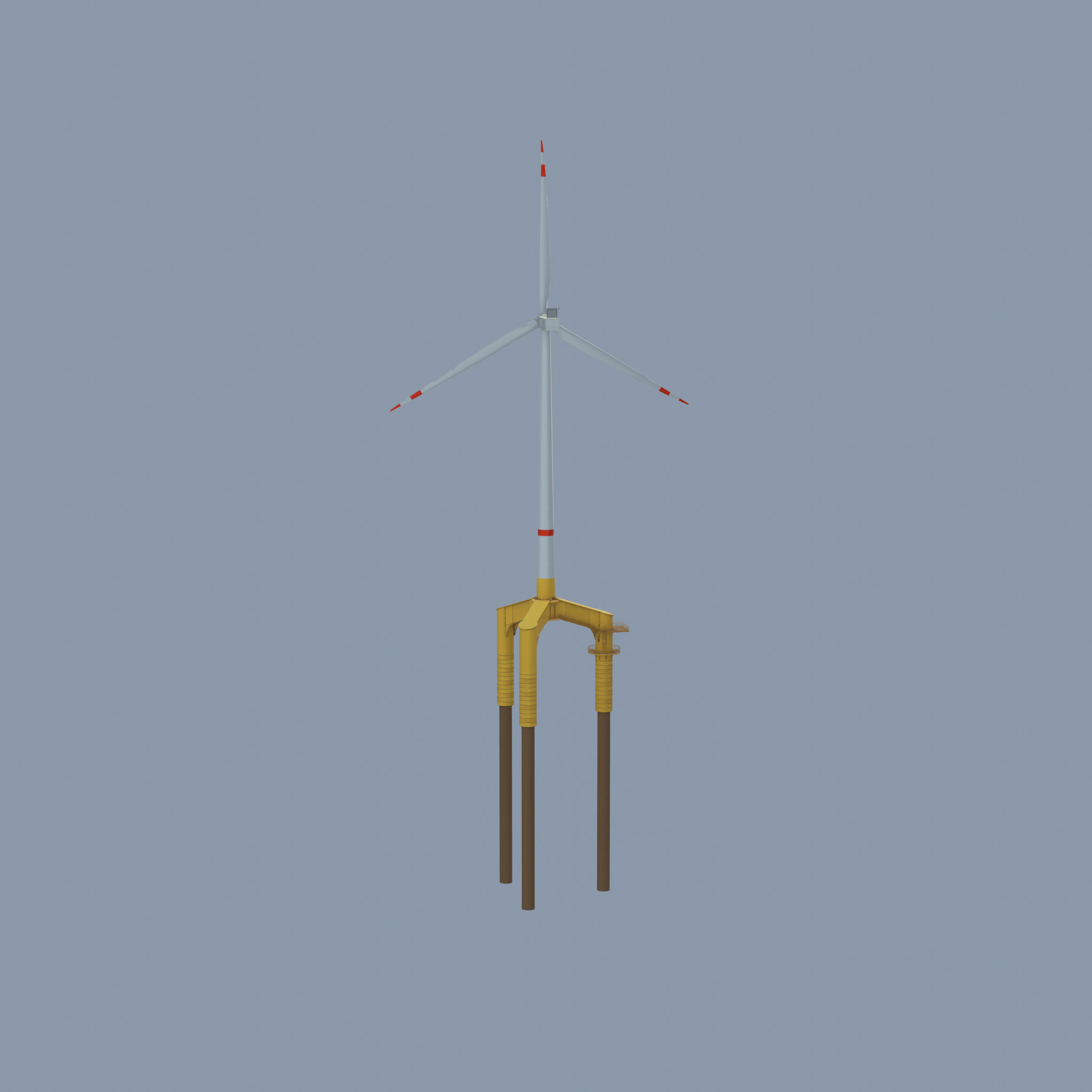 Wind turbine with Offshore Foundation V1 H-138 RD 162m Animation Low-poly 3D model_46