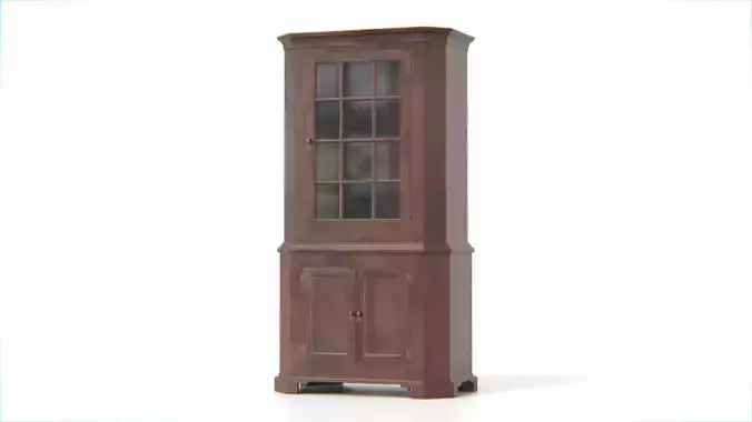 Antique Wooden Hutch Cabinet Low-poly 3D model