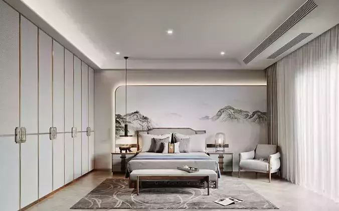  Chinese Bedroom interior 136