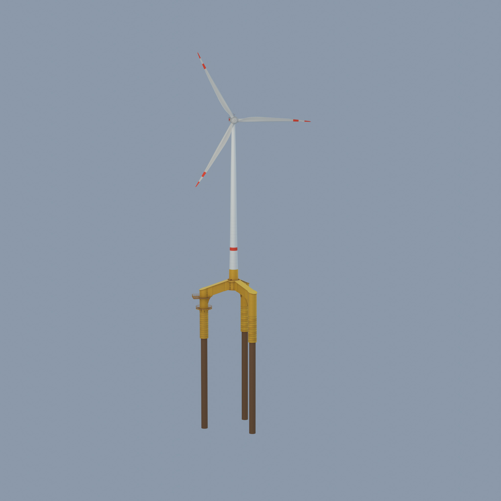 Wind turbine with Offshore Foundation E1 H-160 RD 138m Animation Low-poly 3D model_28