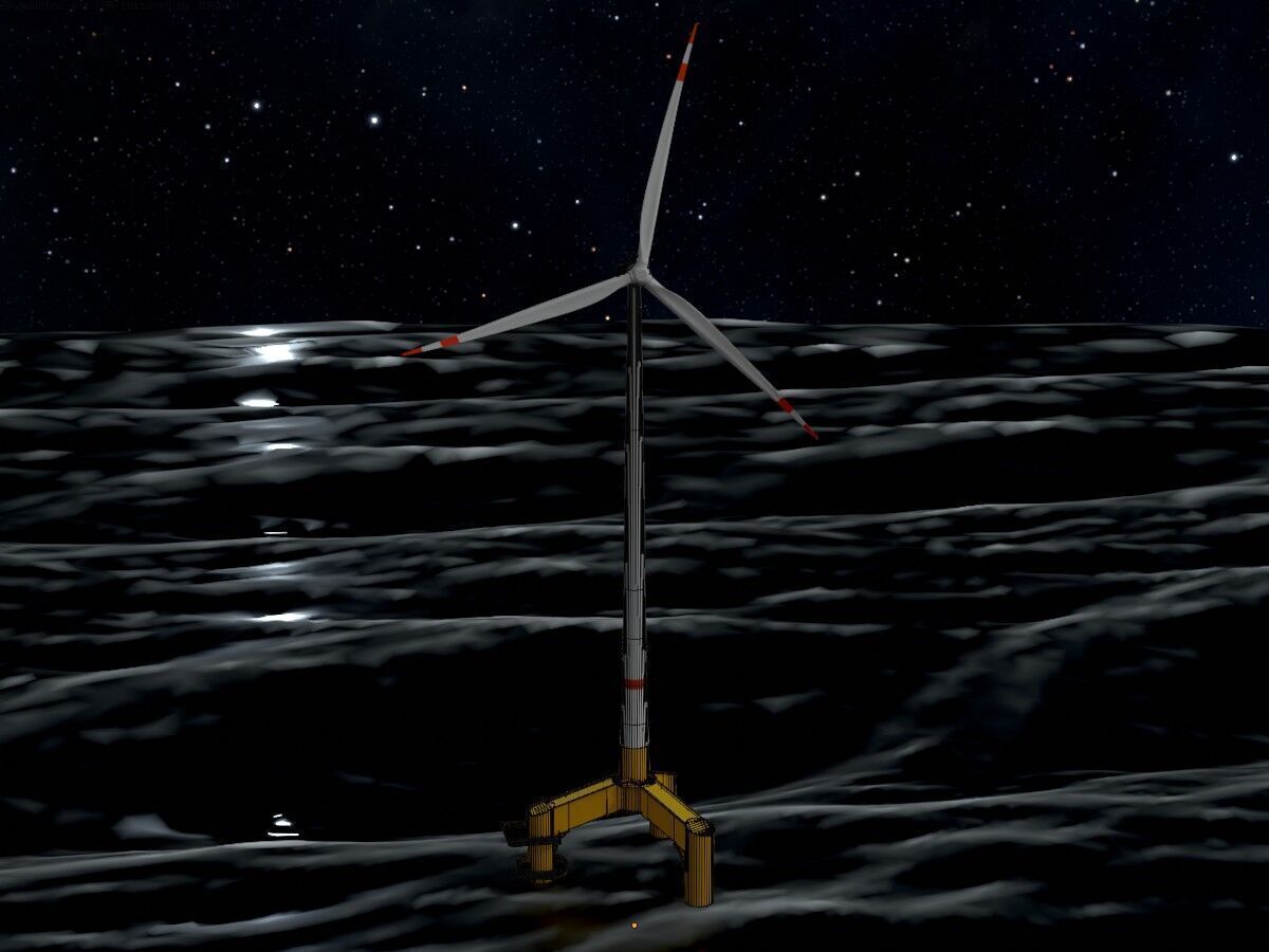 Wind turbine with Offshore Foundation E1 H-160 RD 138m Animation Low-poly 3D model_8