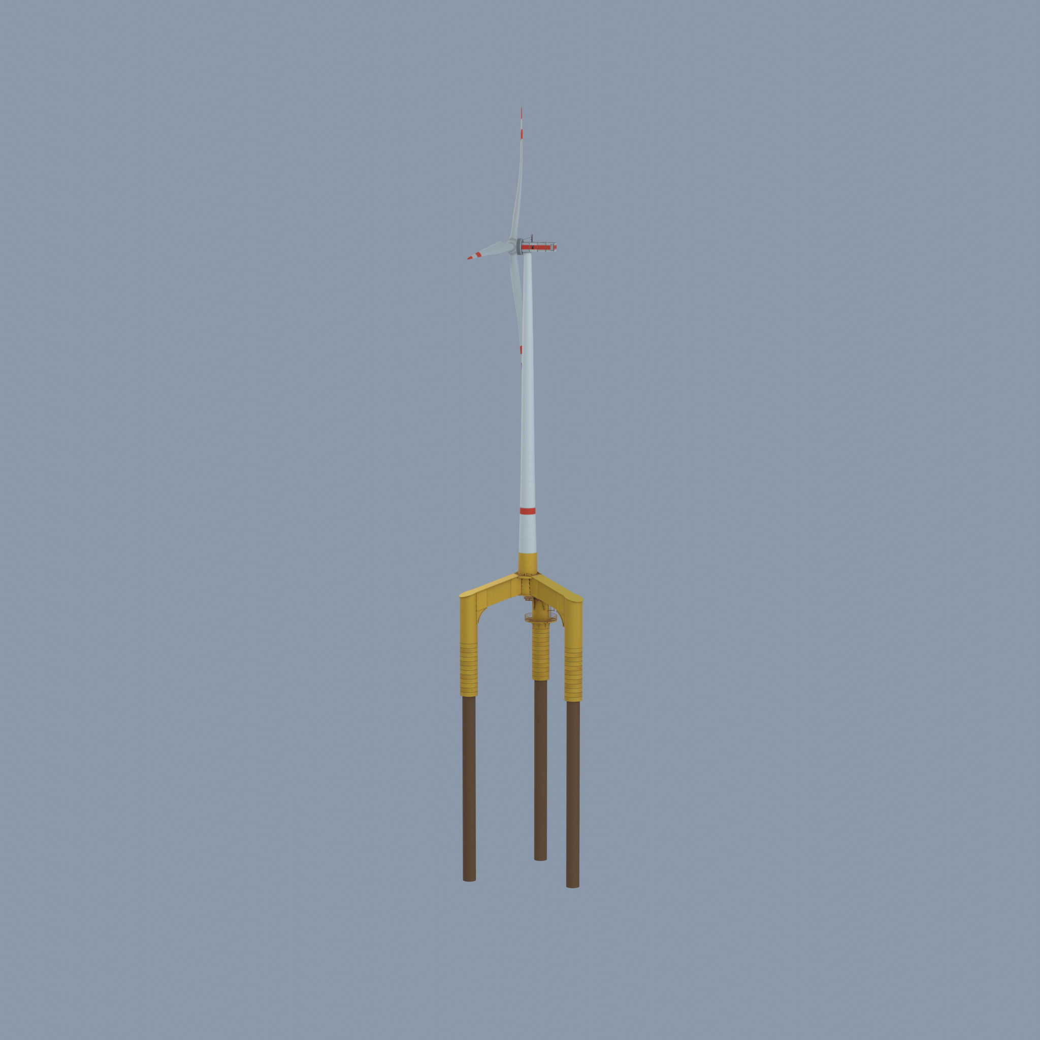 Wind turbine with Offshore Foundation E1 H-160 RD 138m Animation Low-poly 3D model_31